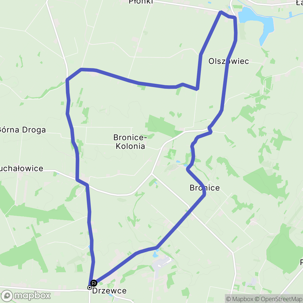 Drzewce: mapa trasy - Poland