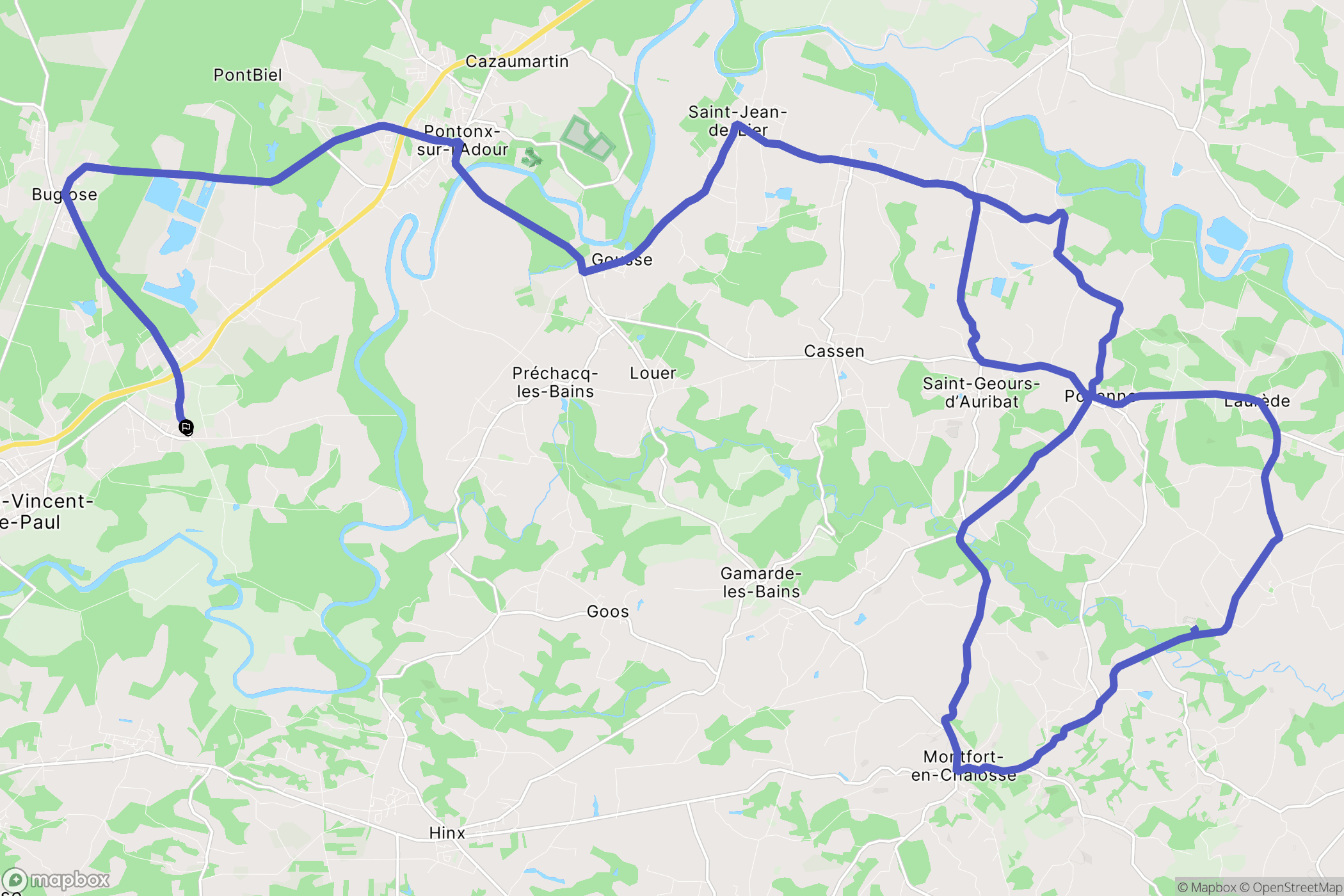 Téthieu : carte du parcours de randonnée - France