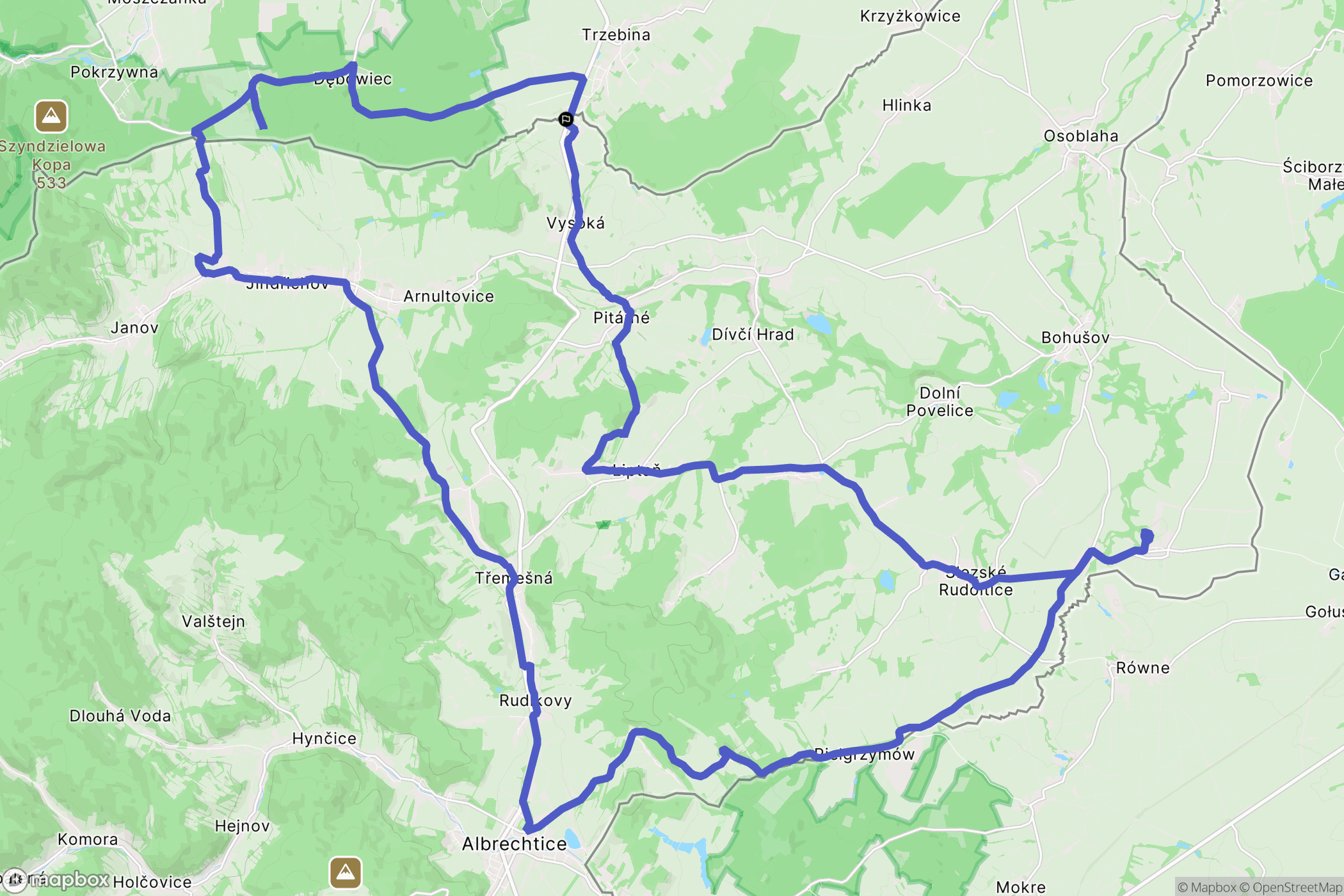 Vysoká: mapa trasy - Czechia