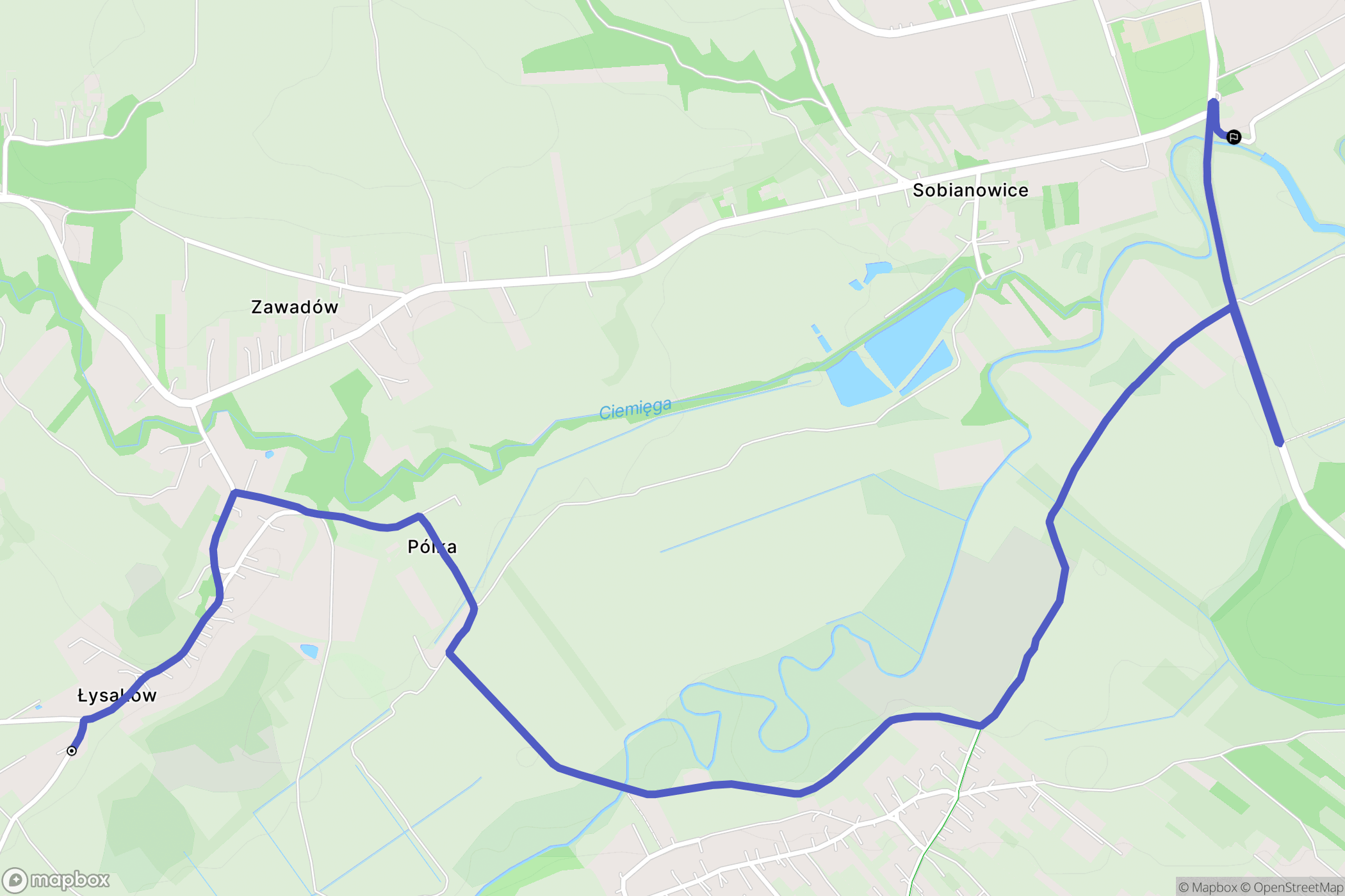 Łysaków: mapa trasy - Poland