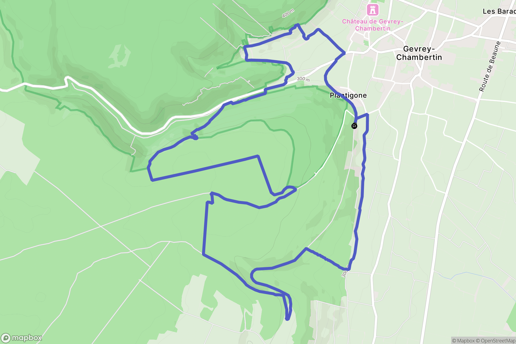 Gevrey-Chambertin : carte du parcours de randonnée - France