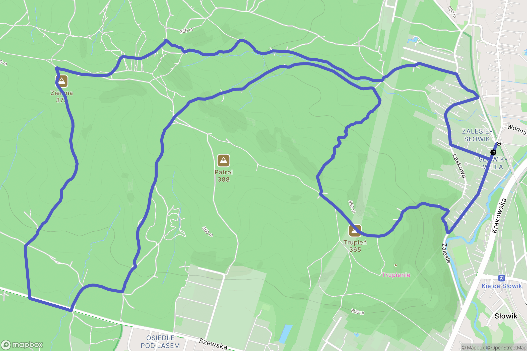Kielce: mapa trasy - Poland