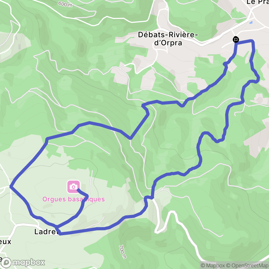 Débats-Rivière-d'Orpra : carte du parcours de randonnée - France