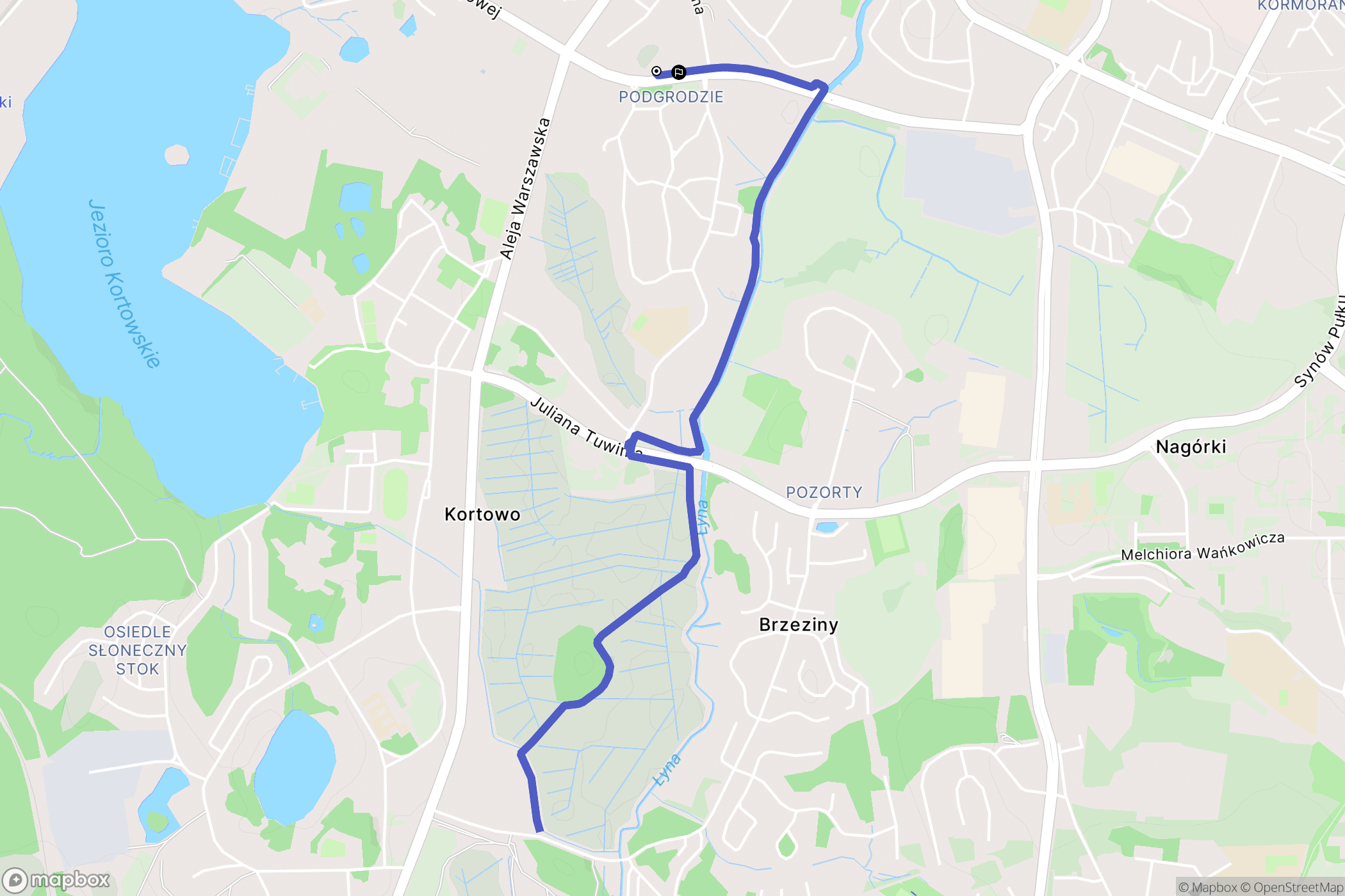 Olsztyn: mapa trasy - Poland