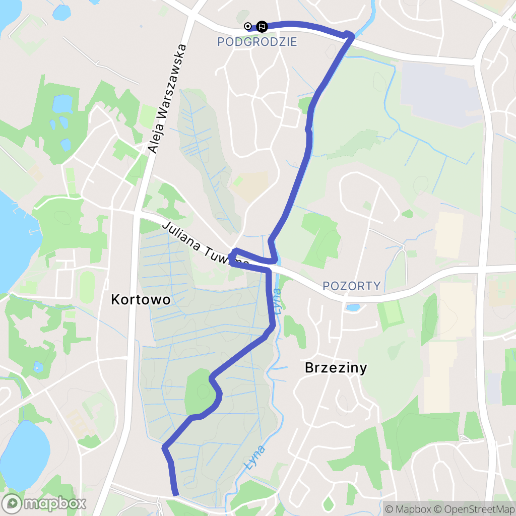 Olsztyn: mapa trasy - Poland