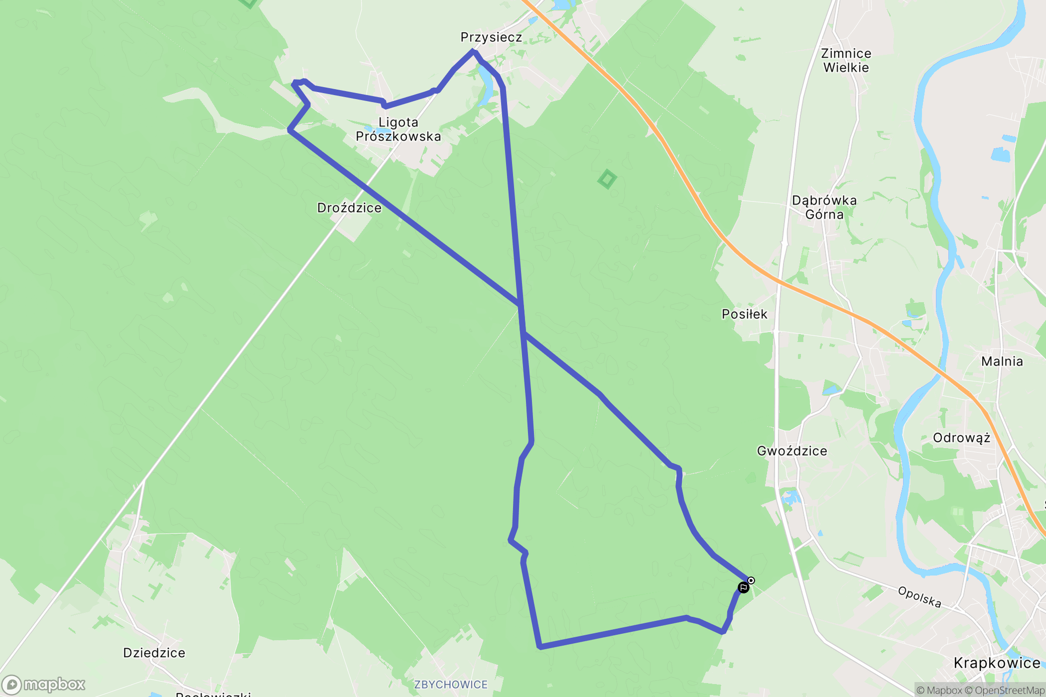 Krapkowice: mapa trasy - Poland