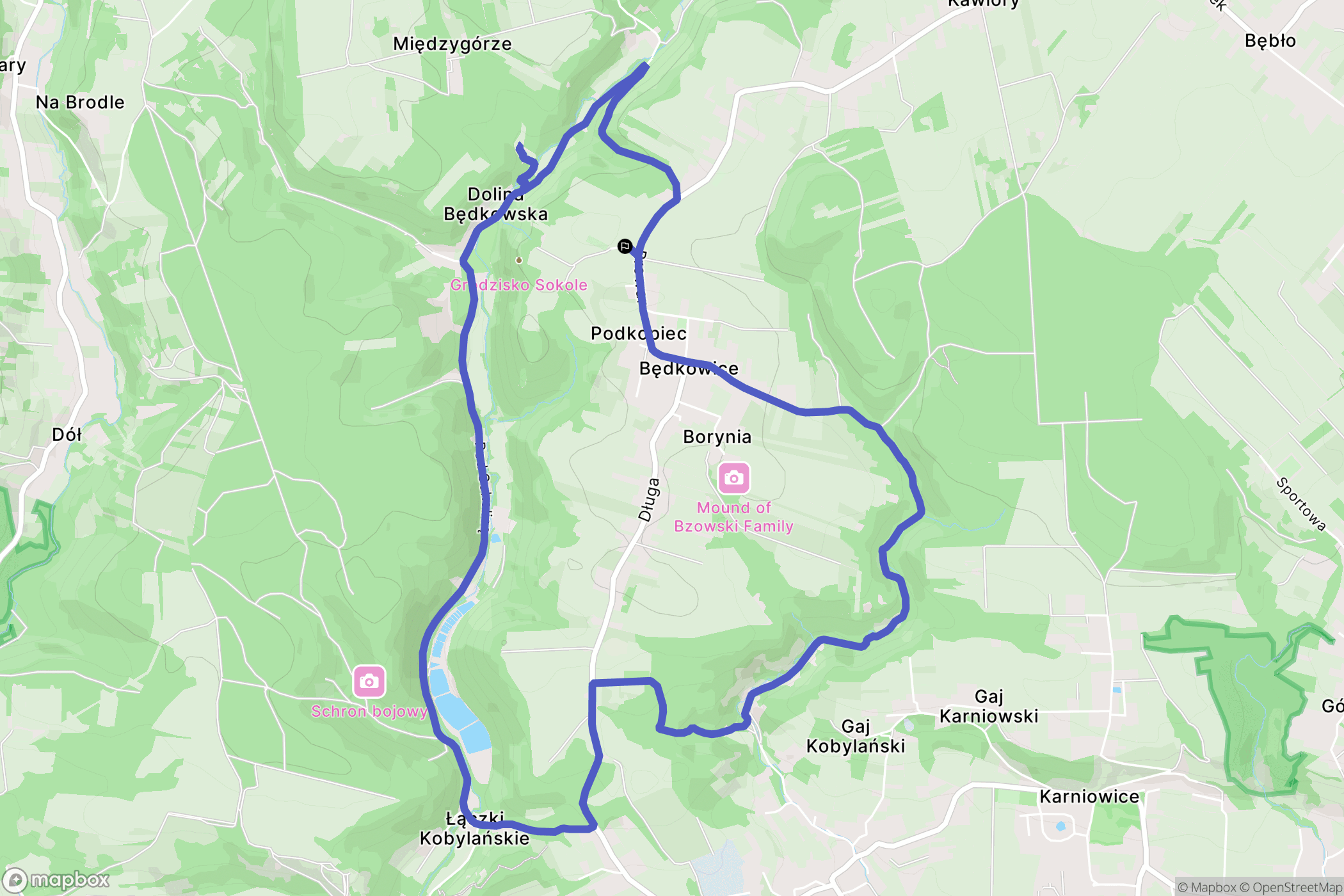 Będkowice: mapa trasy - Poland