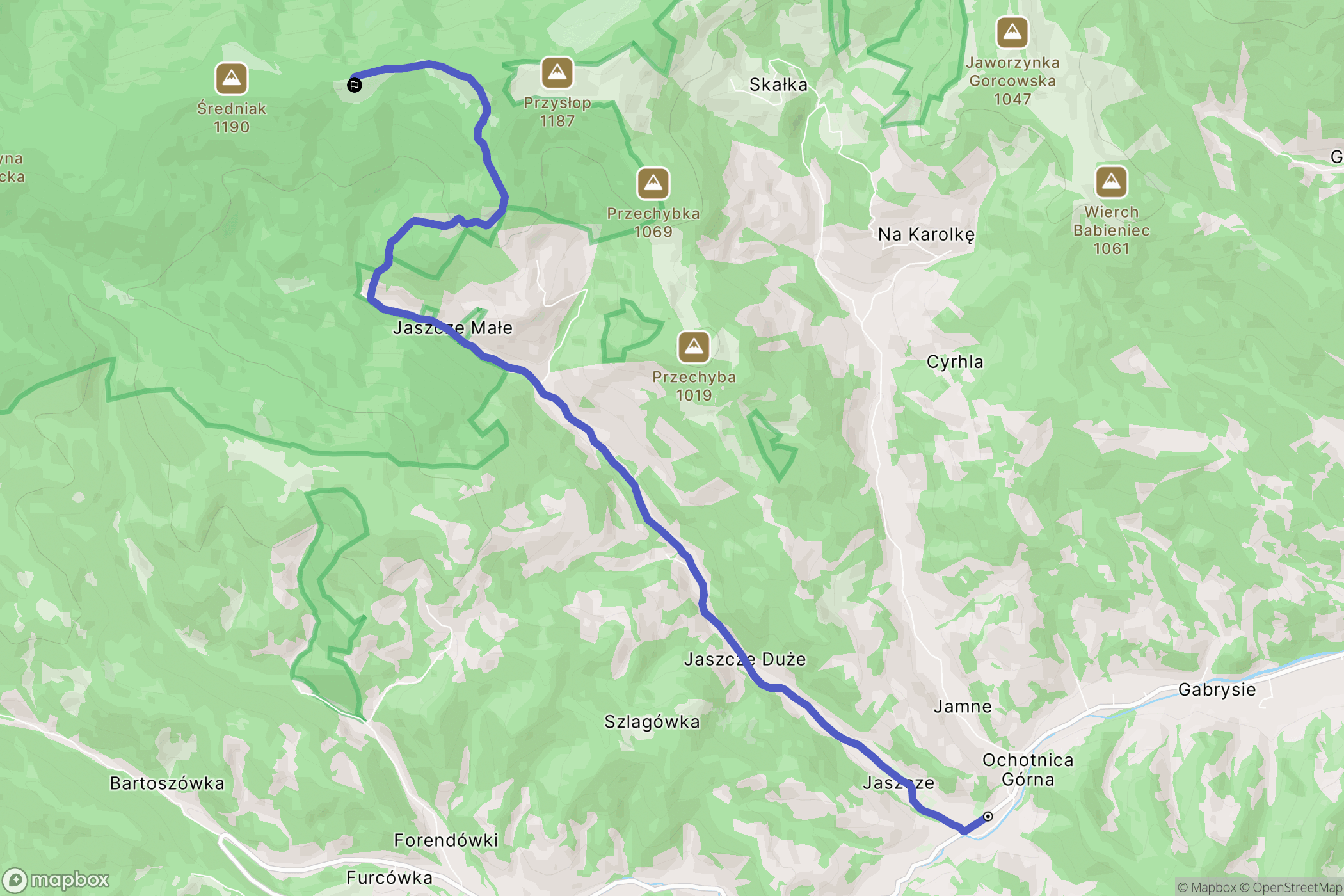 Ochotnica Górna: mapa trasy - Poland