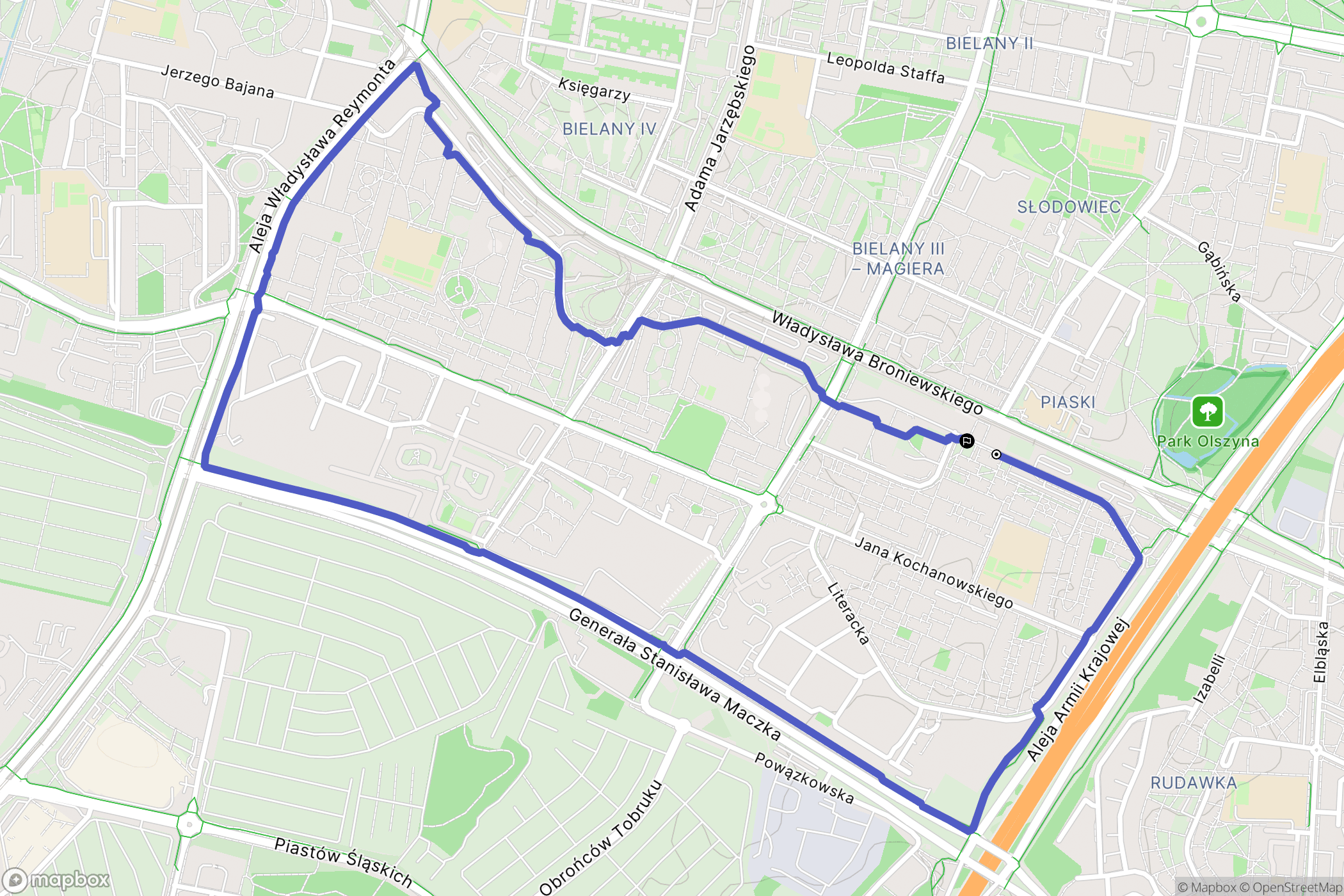 Warszawa: mapa trasy - Poland
