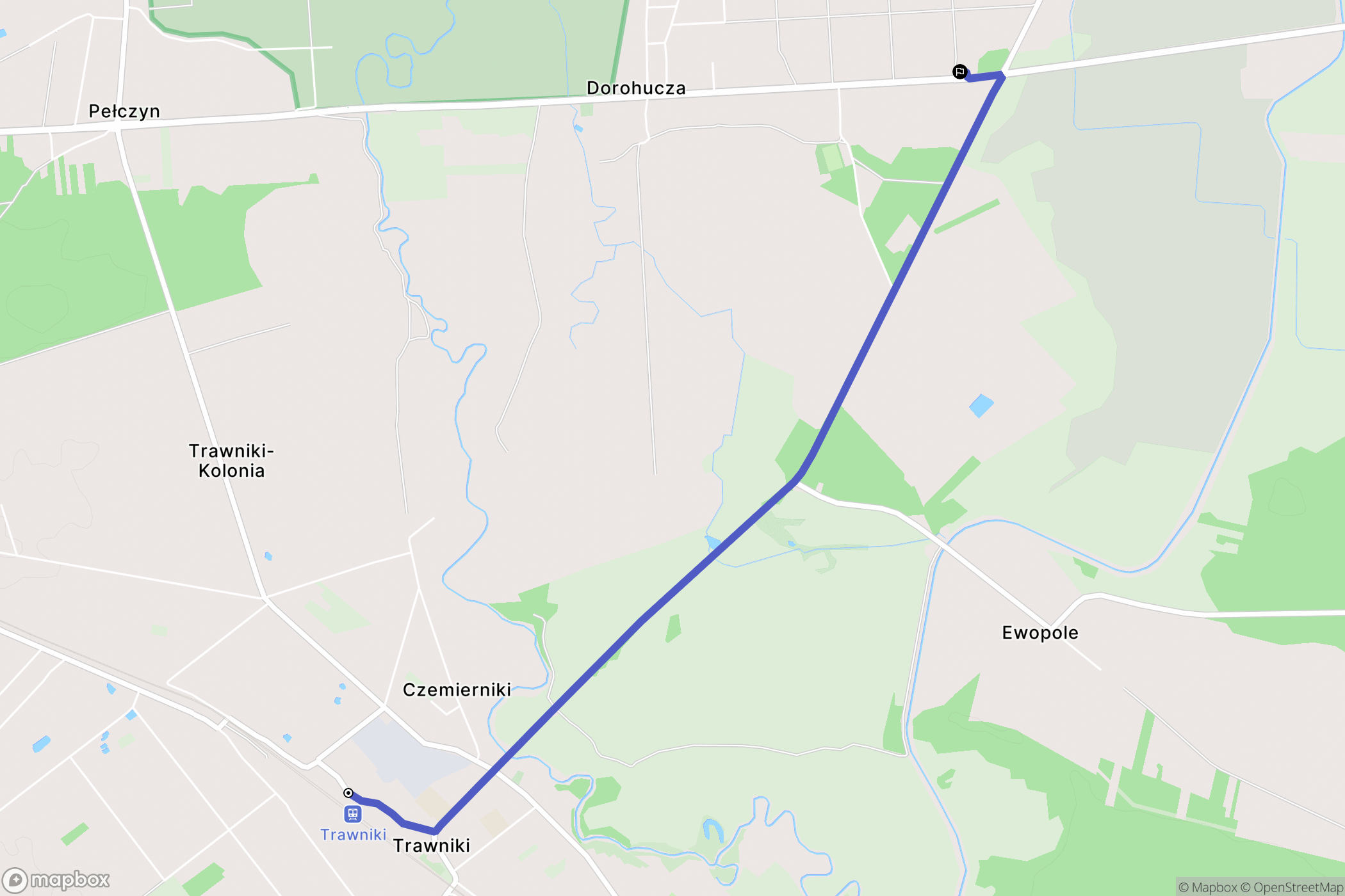 Trawniki: mapa trasy - Poland
