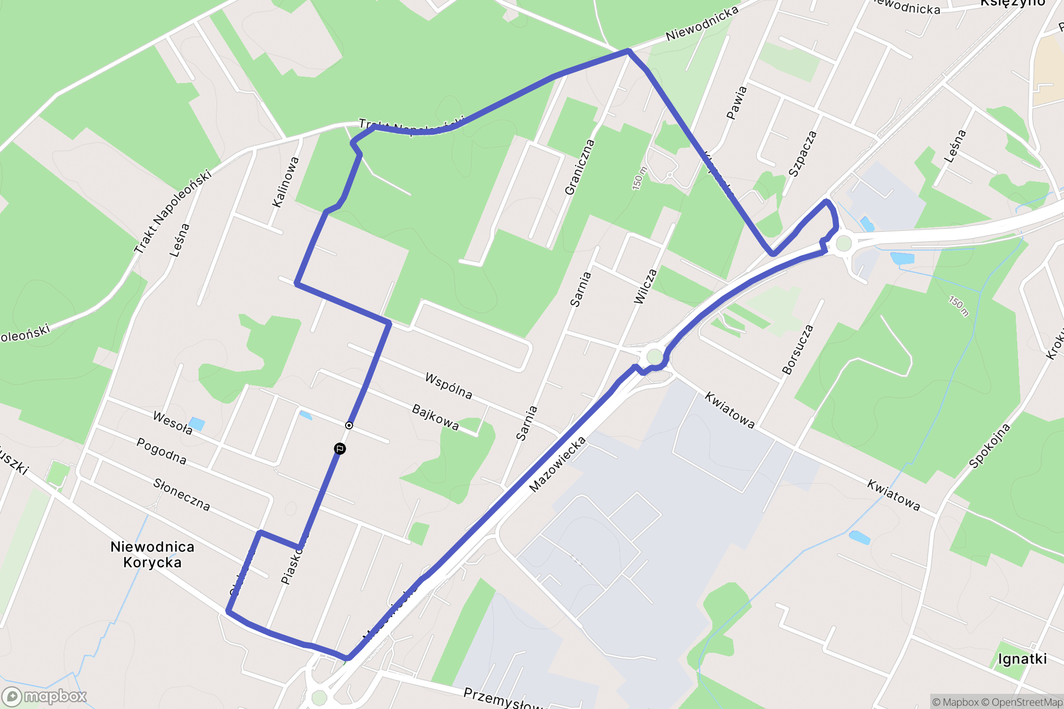 Niewodnica Korycka: mapa trasy - Poland