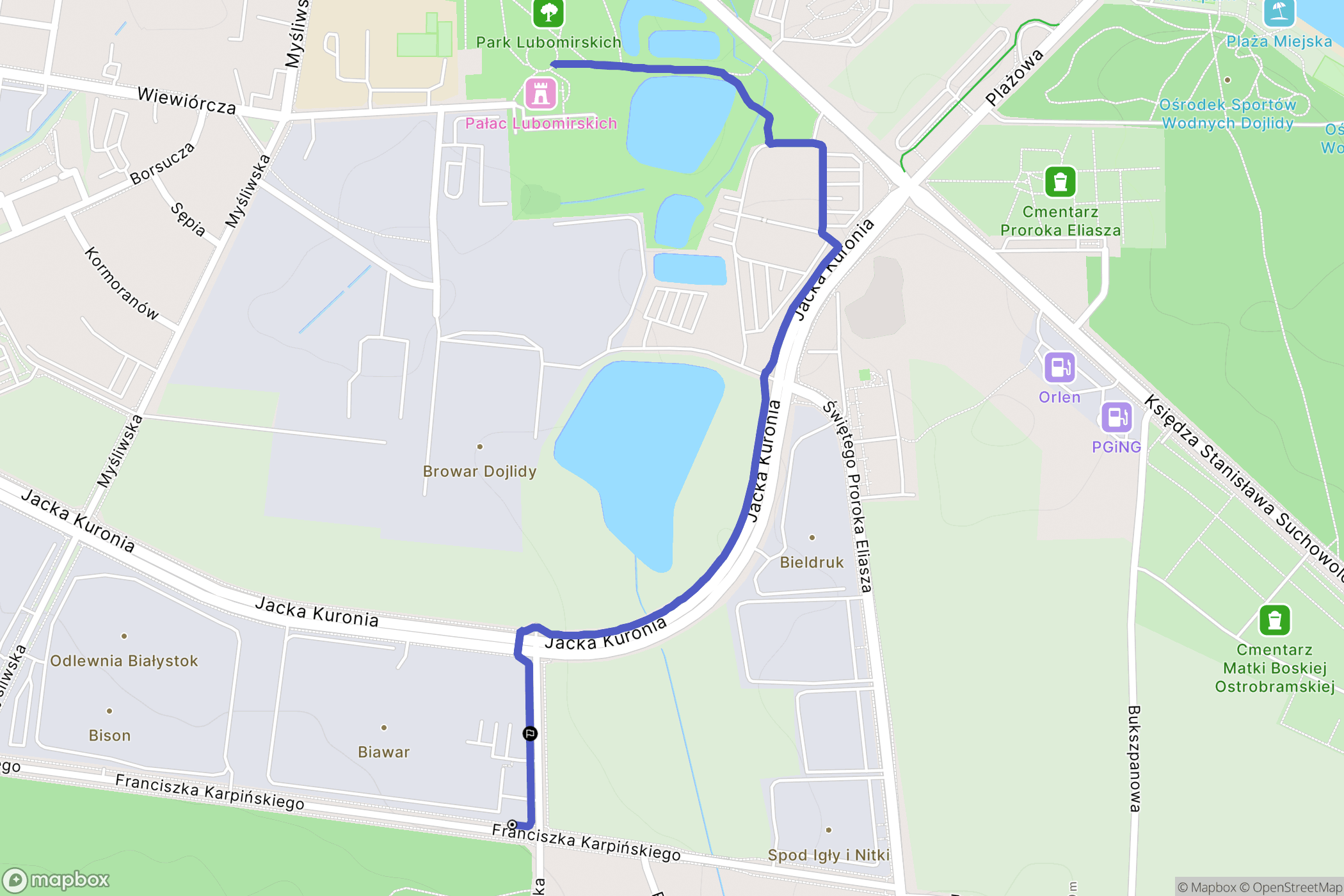 Białystok: mapa trasy - Poland