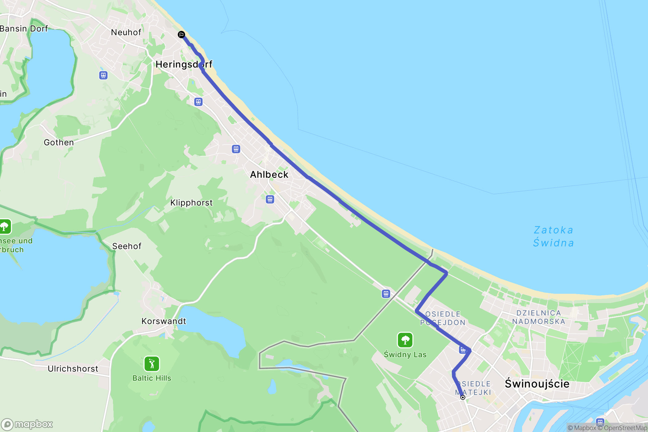 Świnoujście: mapa trasy - Poland
