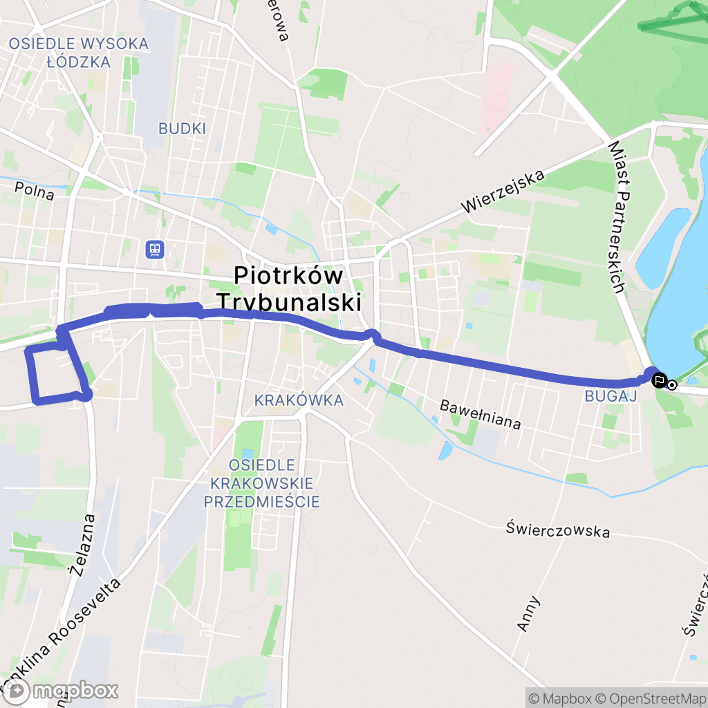 Piotrków Trybunalski: mapa trasy - Poland