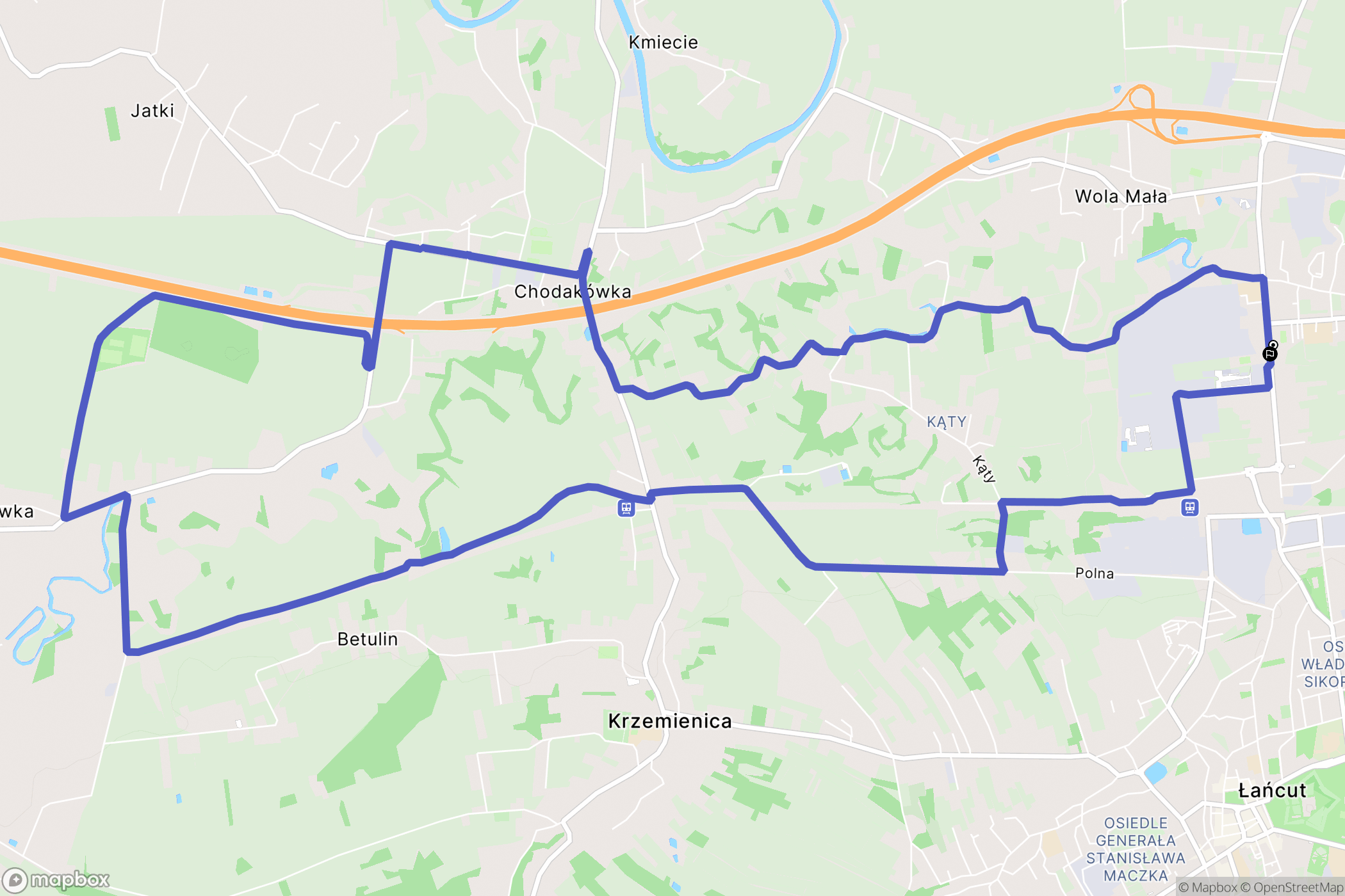 Łańcut: mapa trasy - Poland