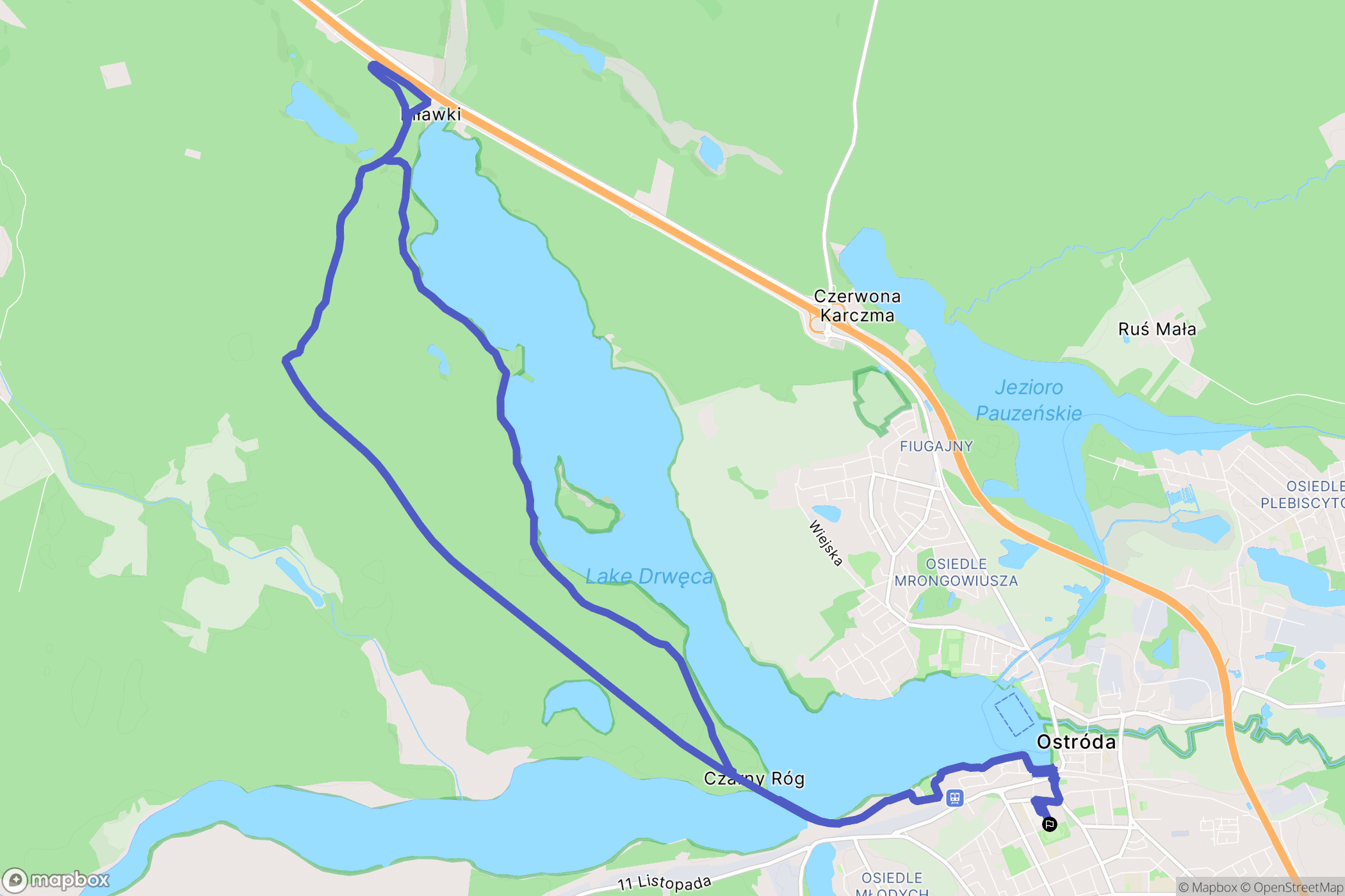 Ostróda: mapa trasy - Poland
