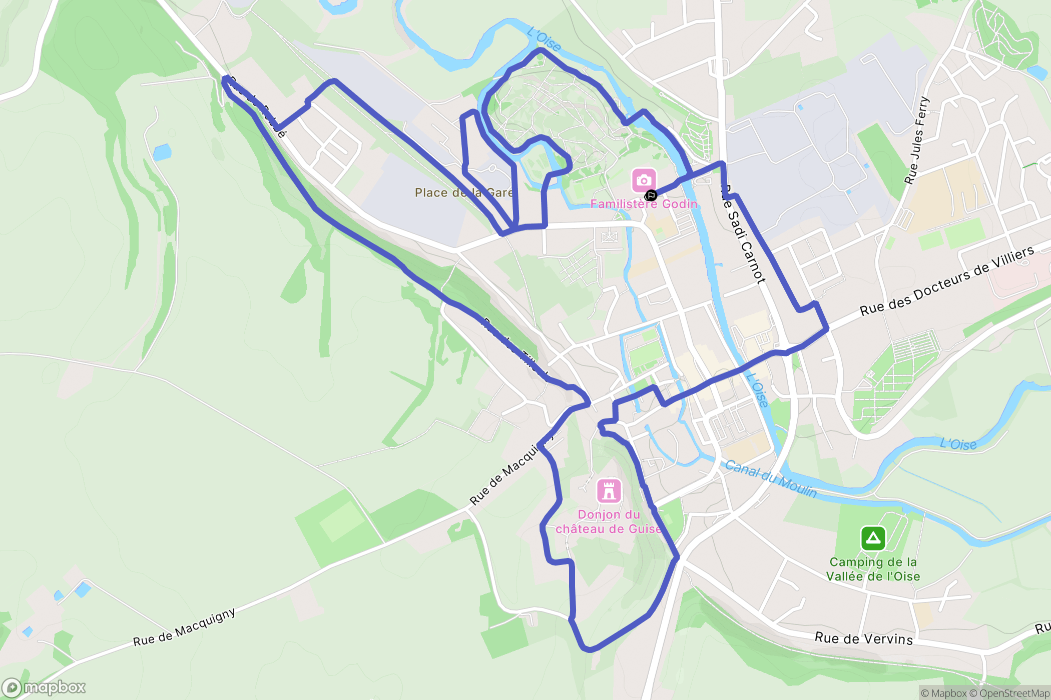Guise : carte du parcours de randonnée - France