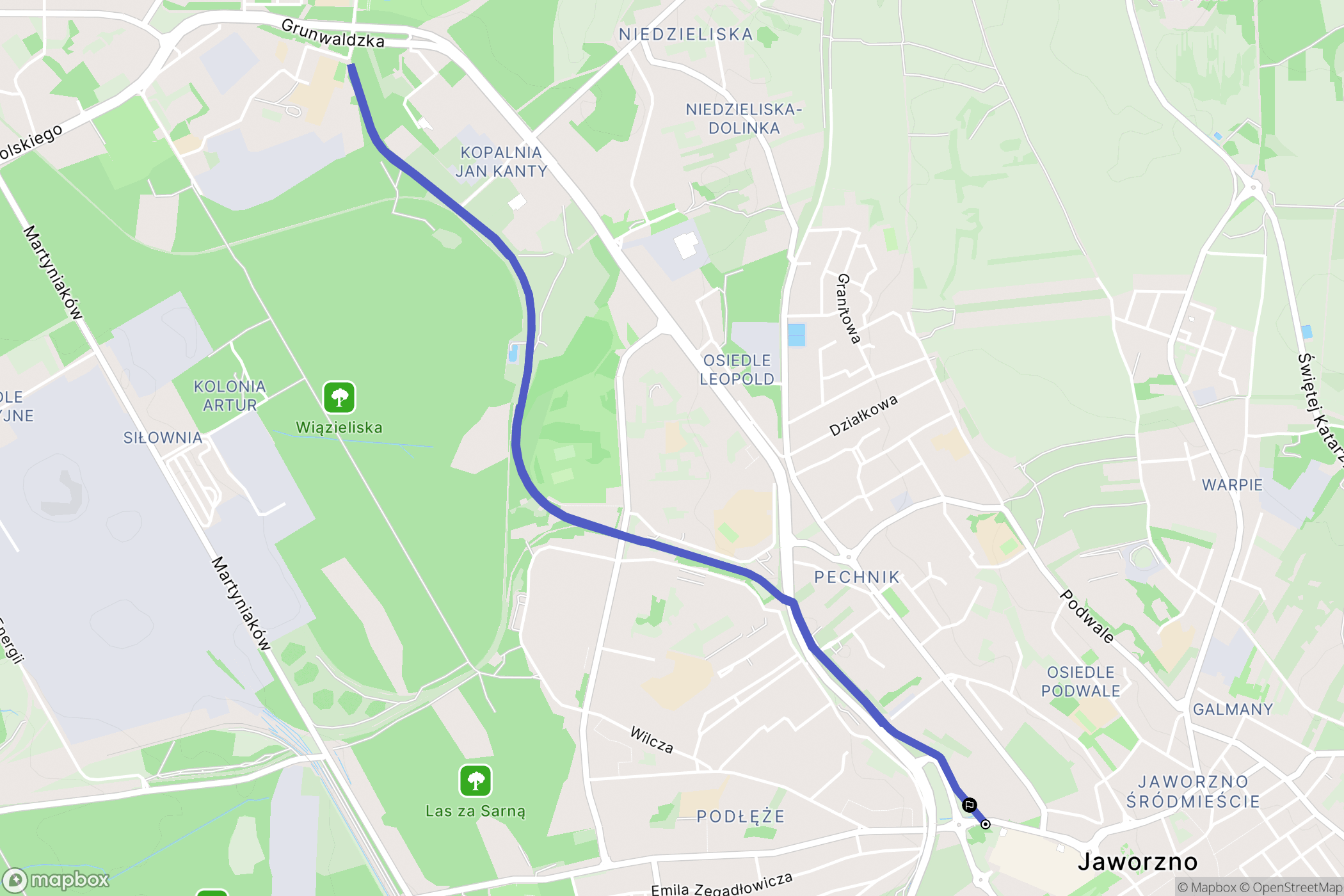Jaworzno: mapa trasy - Poland