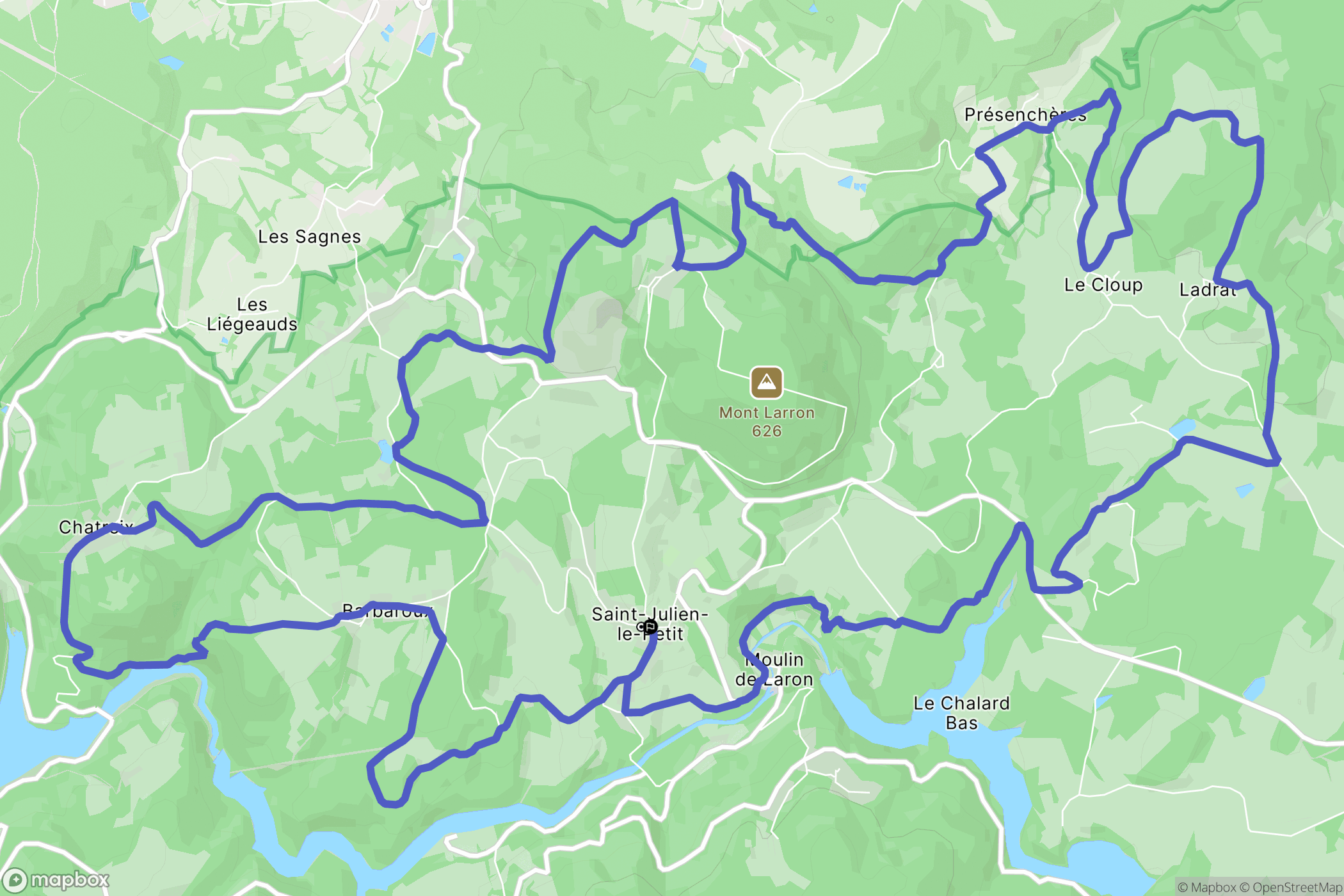 Saint-Julien-le-Petit : carte du parcours de randonnée - France