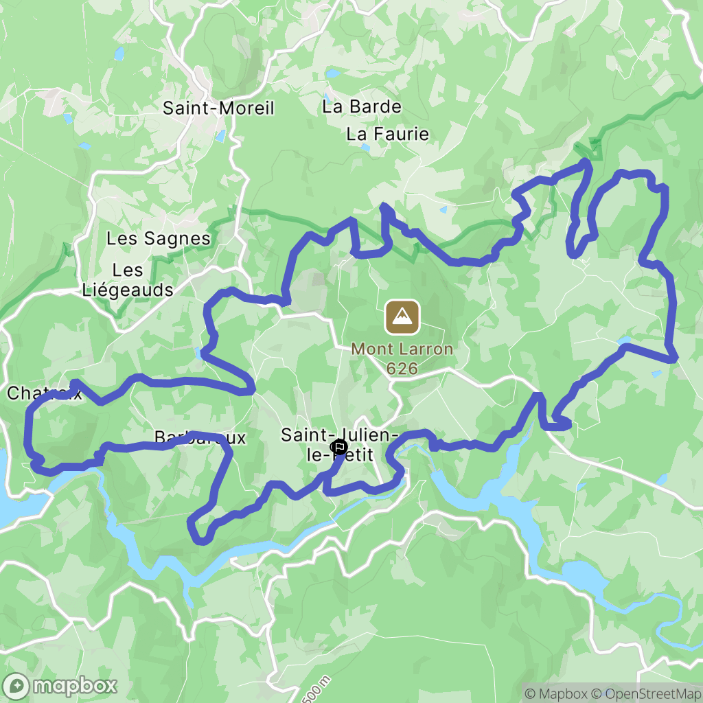 Saint-Julien-le-Petit : carte du parcours de randonnée - France
