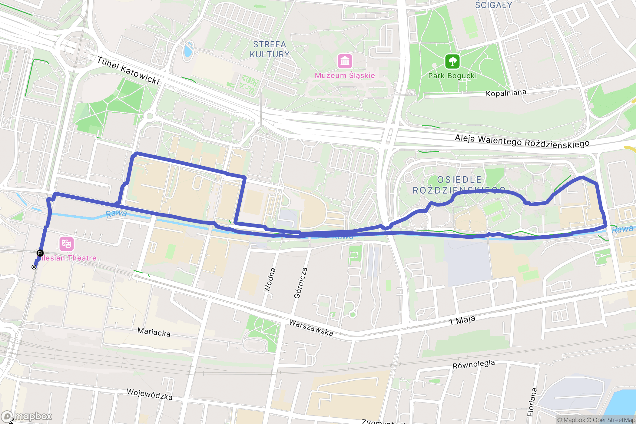 Katowice: mapa trasy - Poland