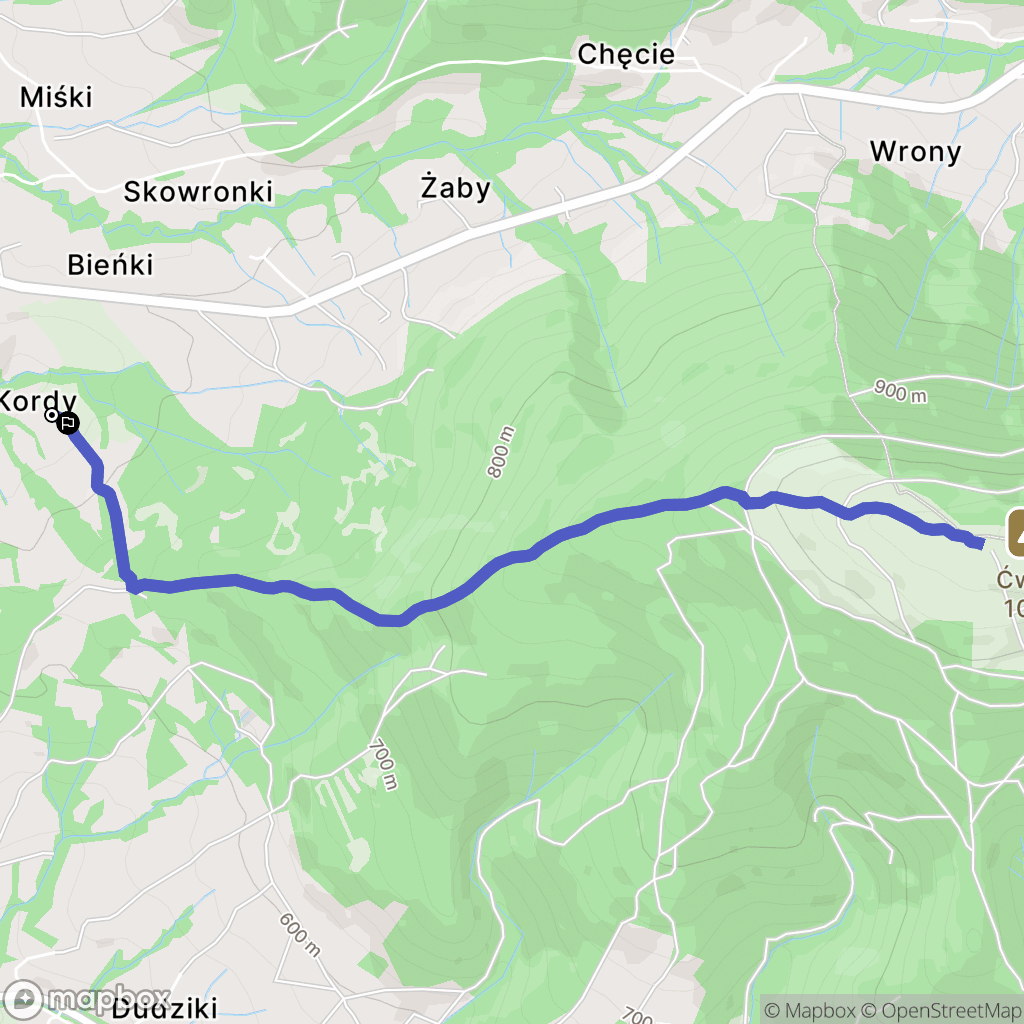 Kasina Wielka: mapa trasy - Poland