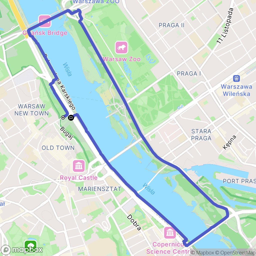 Warszawa: mapa trasy - Poland