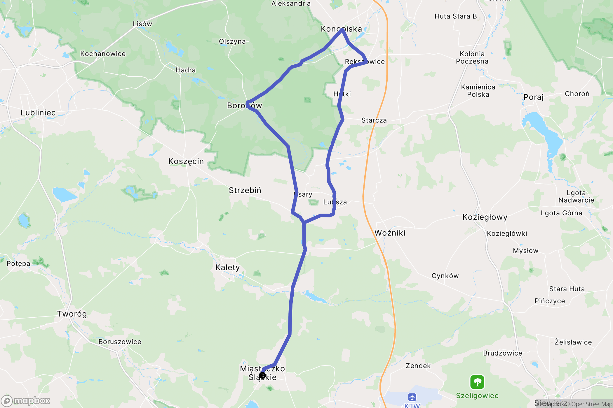 Miasteczko Śląskie: mapa trasy - Poland