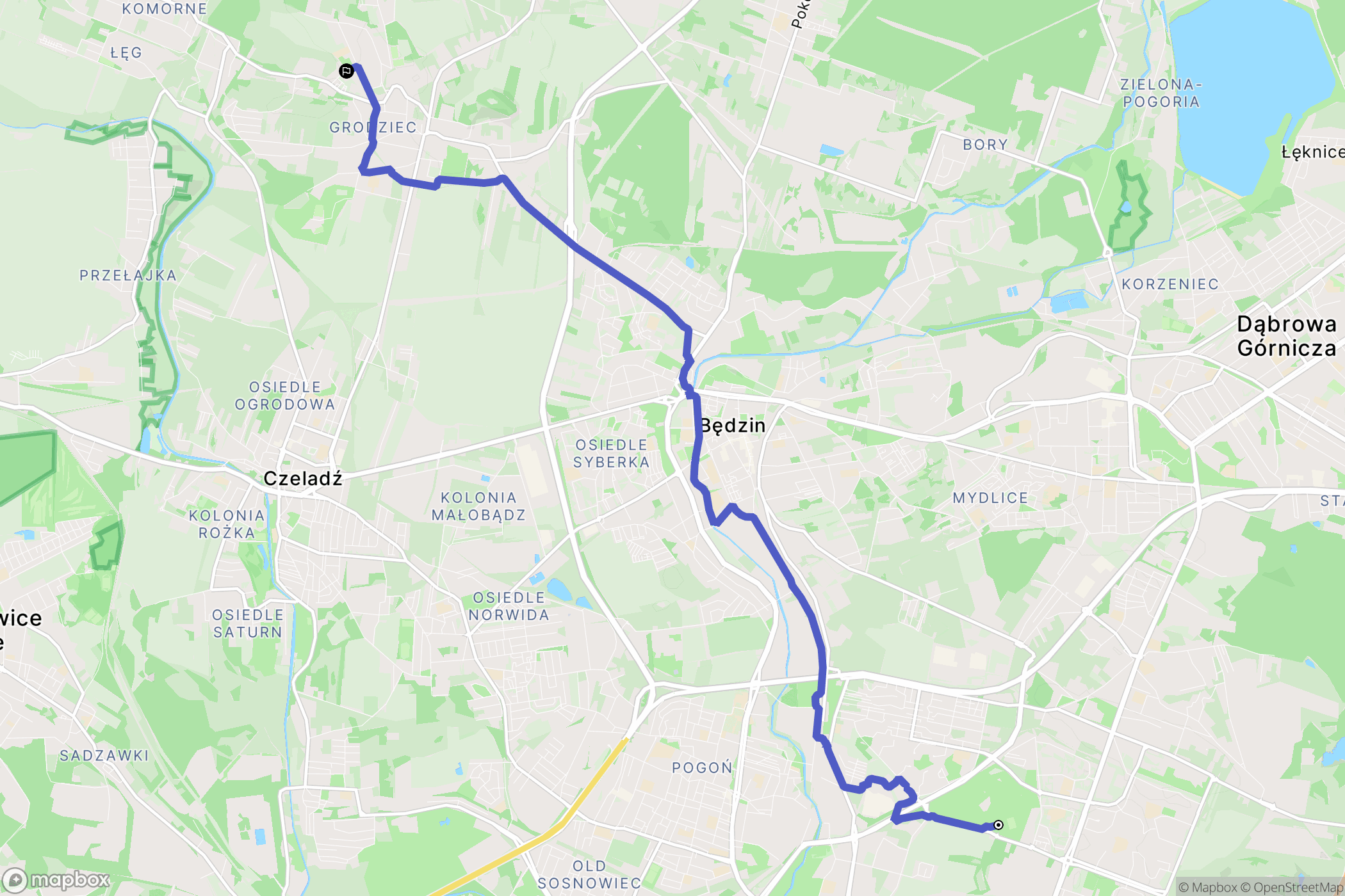 Sosnowiec: mapa trasy - Poland