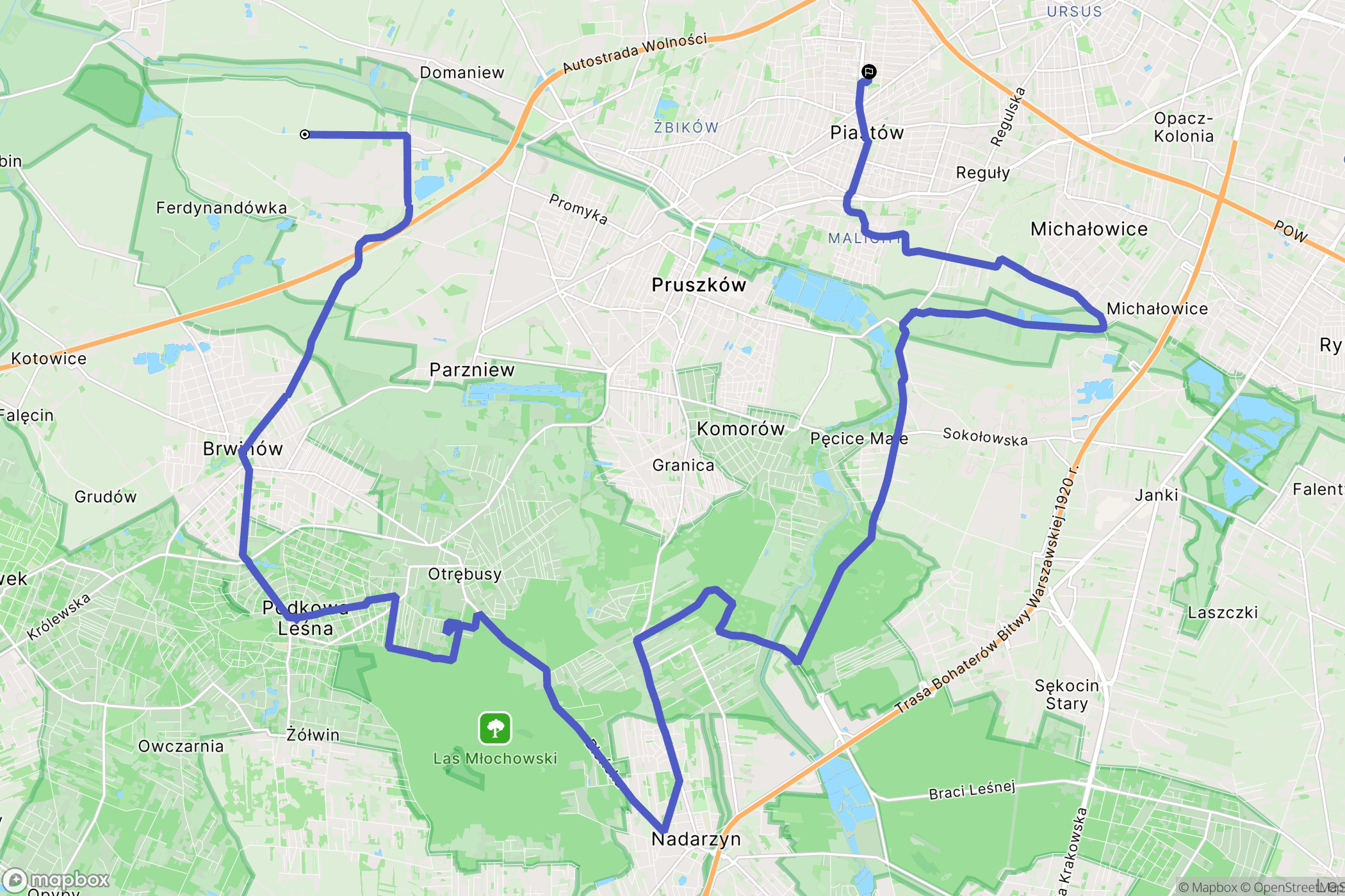 Moszna-Parcela: mapa trasy - Poland