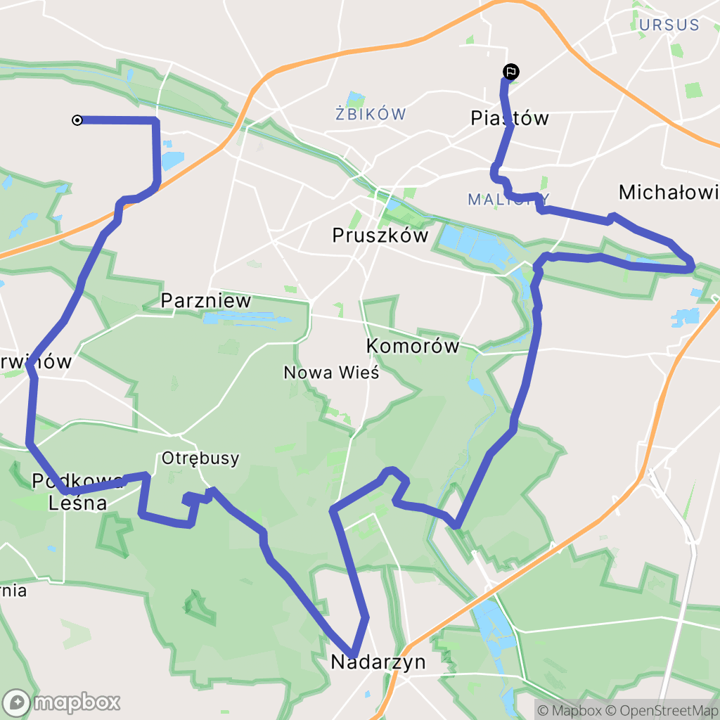 Moszna-Parcela: mapa trasy - Poland