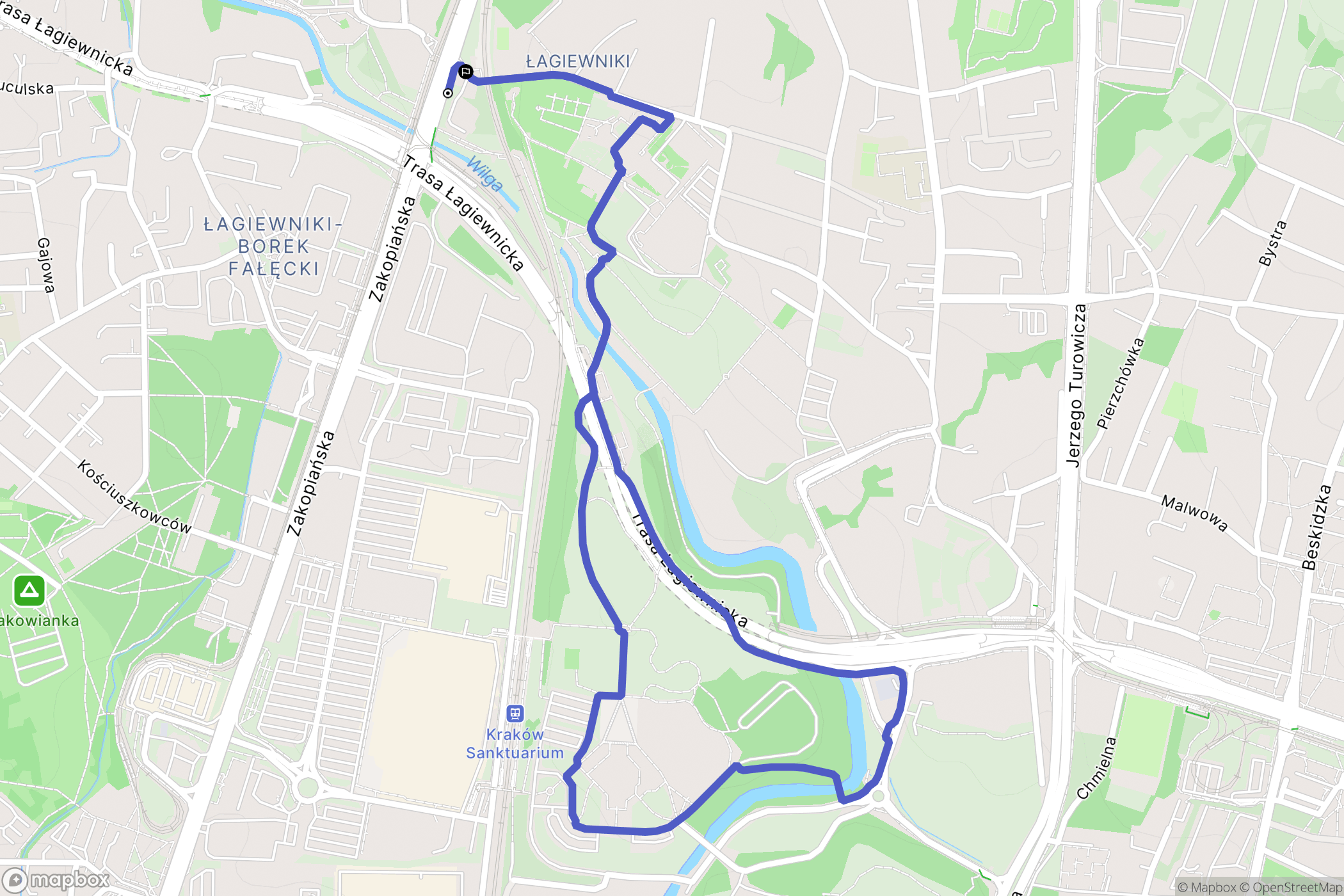 Kraków: mapa trasy - Poland