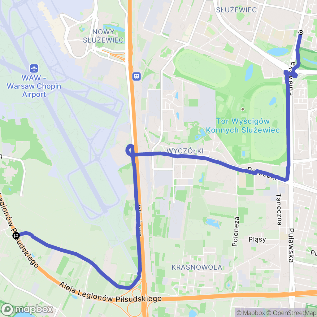 Warszawa: mapa trasy - Poland