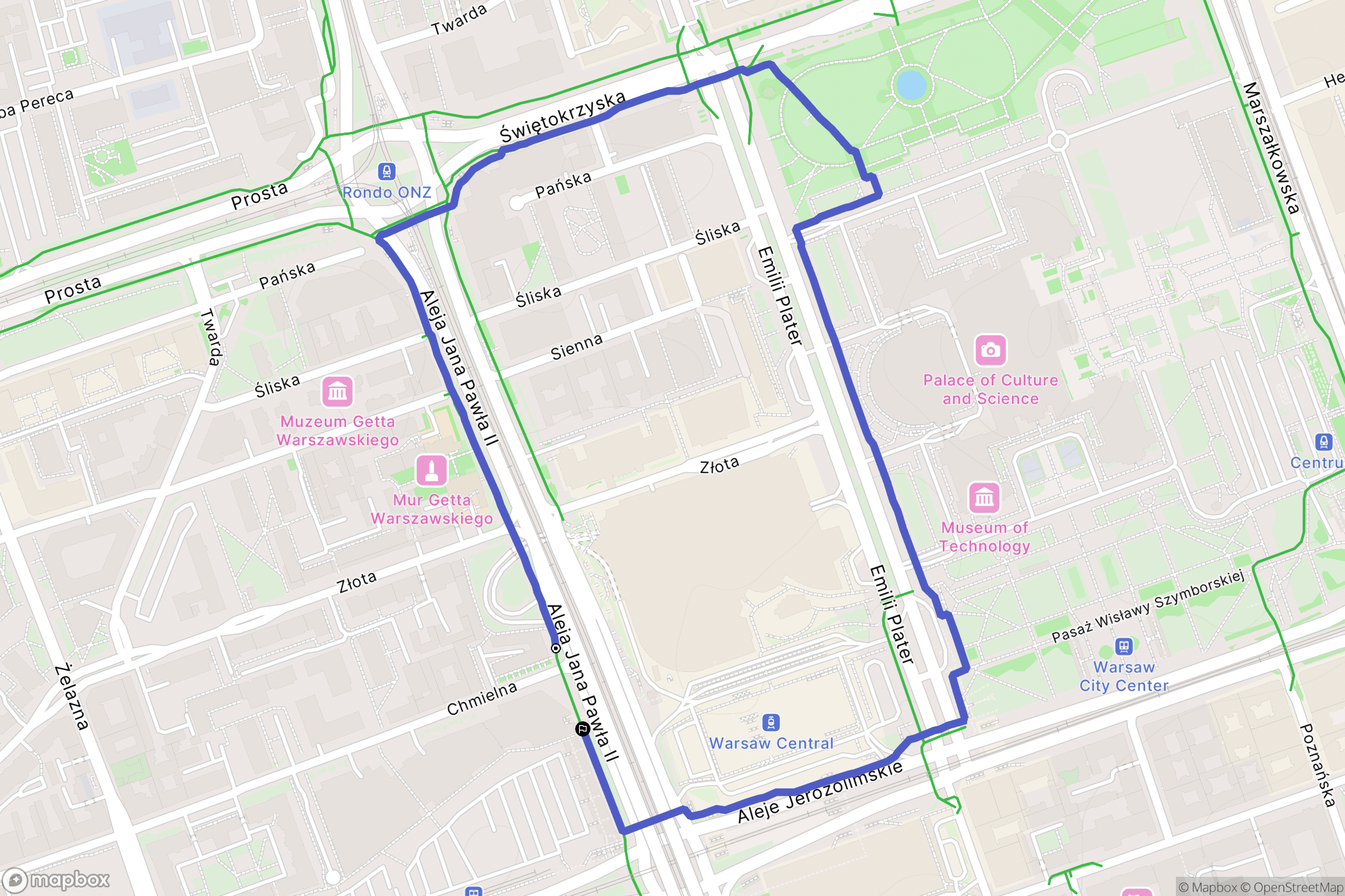 Warszawa: mapa trasy - Poland