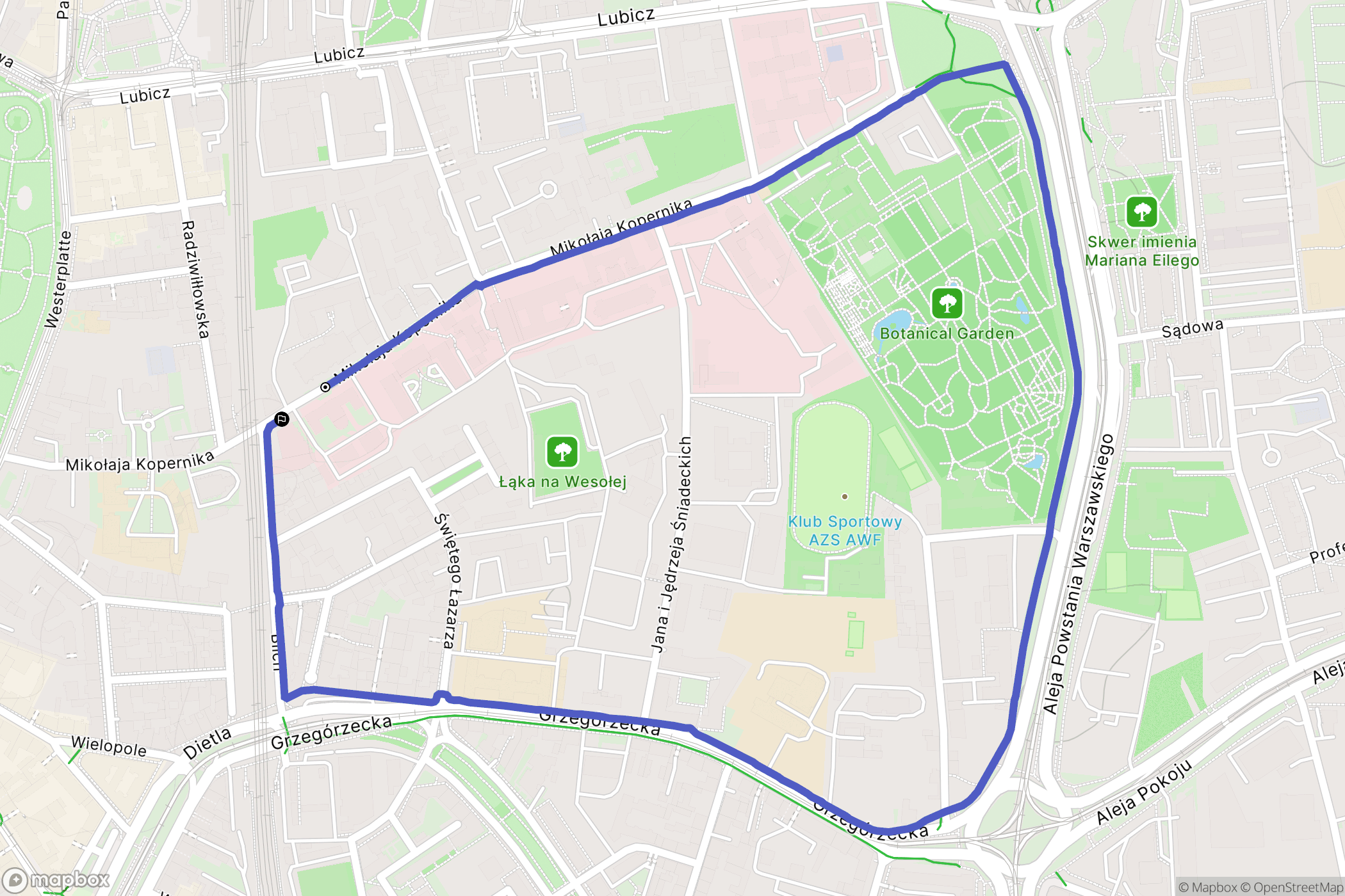 Kraków: mapa trasy - Poland