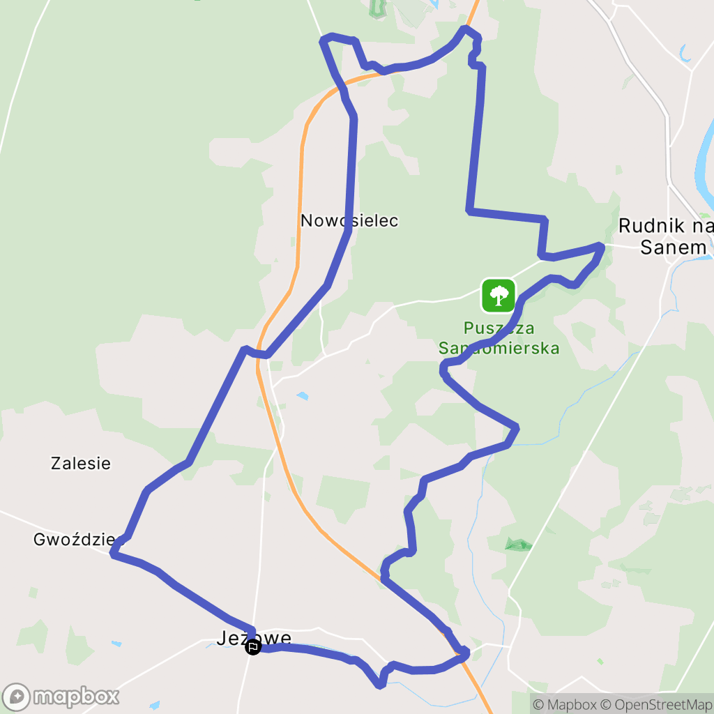 Jeżowe: mapa trasy - Poland
