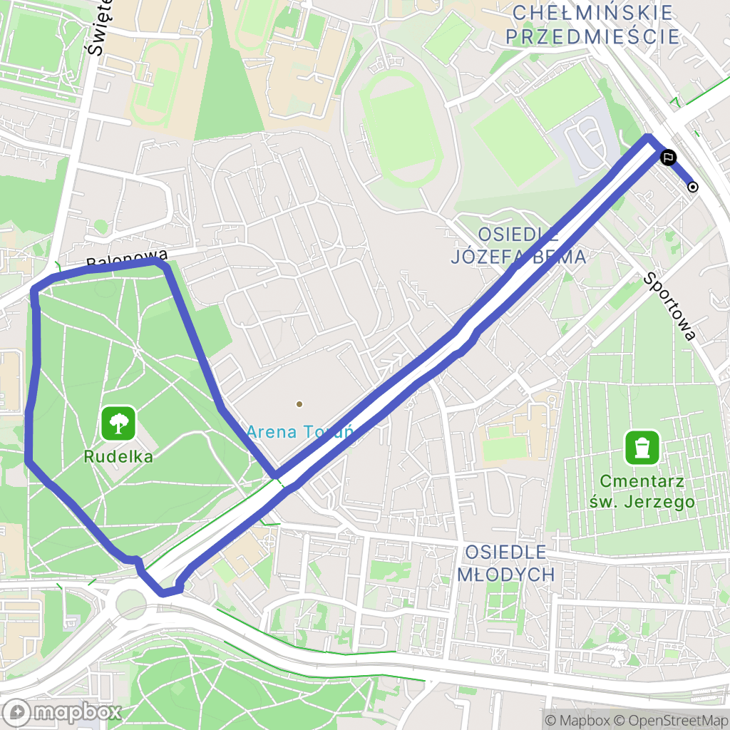 Toruń: mapa trasy - Poland