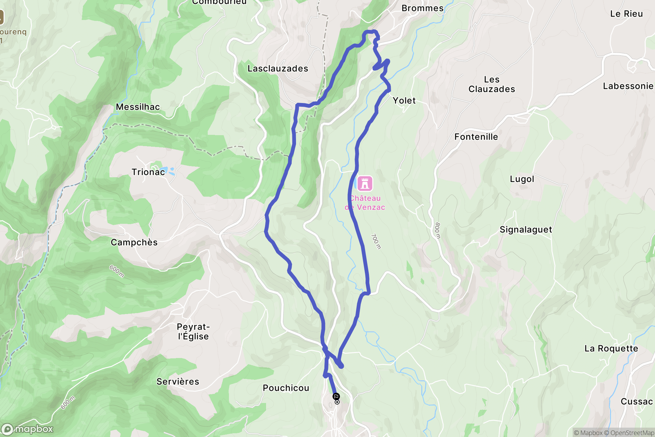 Mur-de-Barrez : carte du parcours de randonnée - France