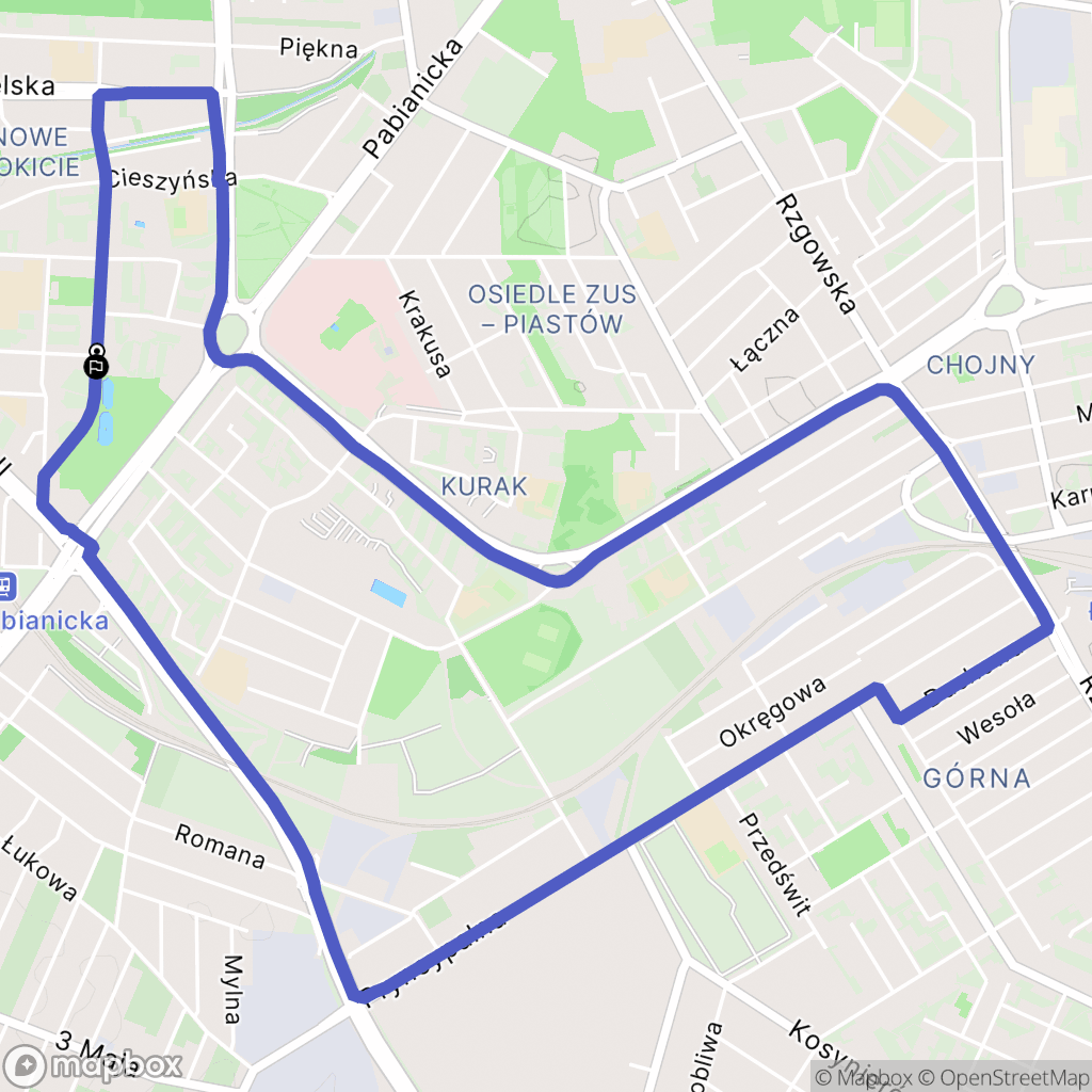 Łódź: mapa trasy - Poland