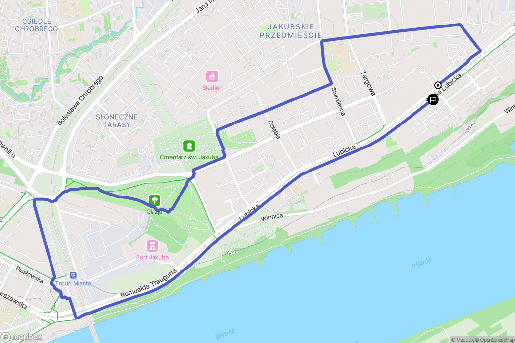 Toruń: mapa trasy - Poland