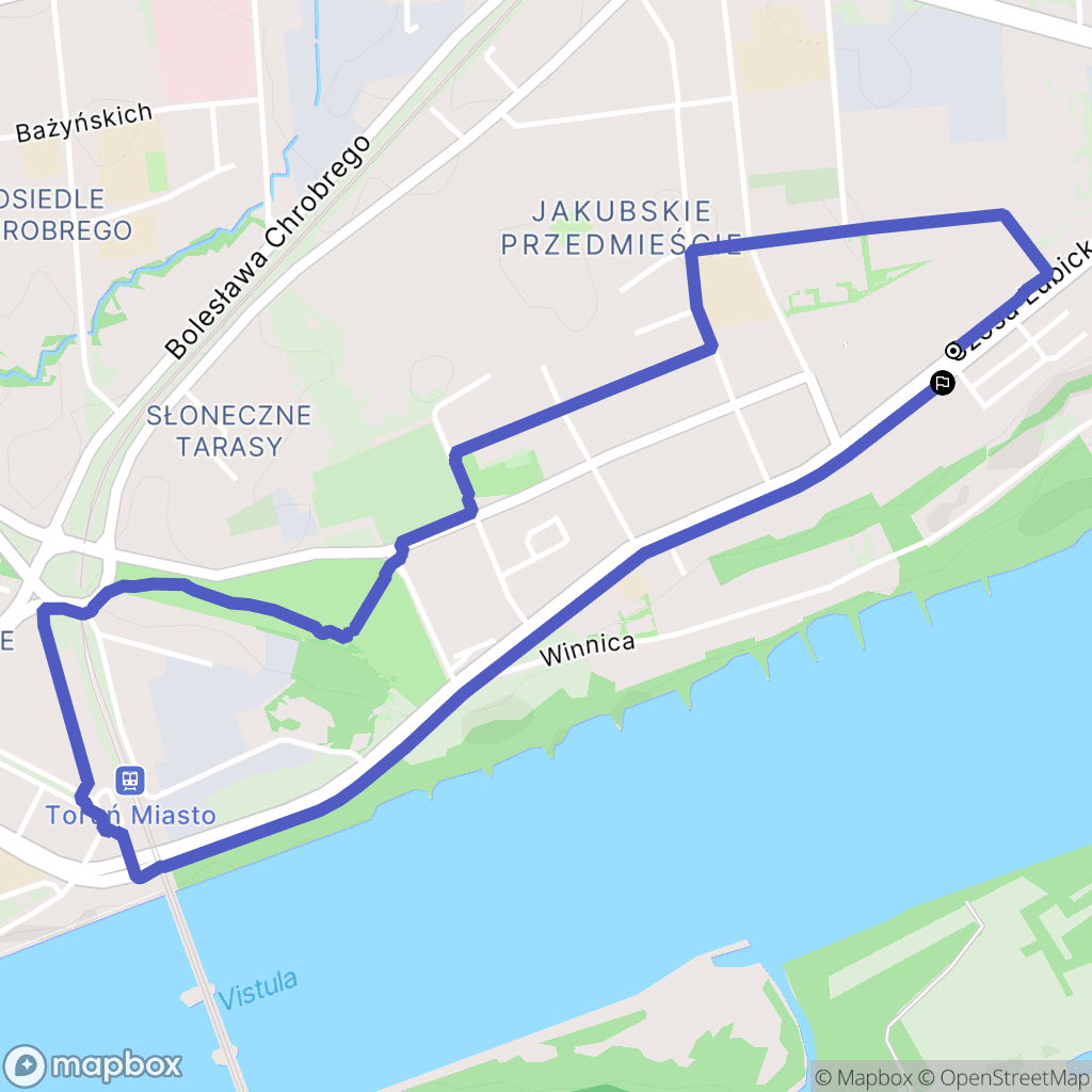 Toruń: mapa trasy - Poland