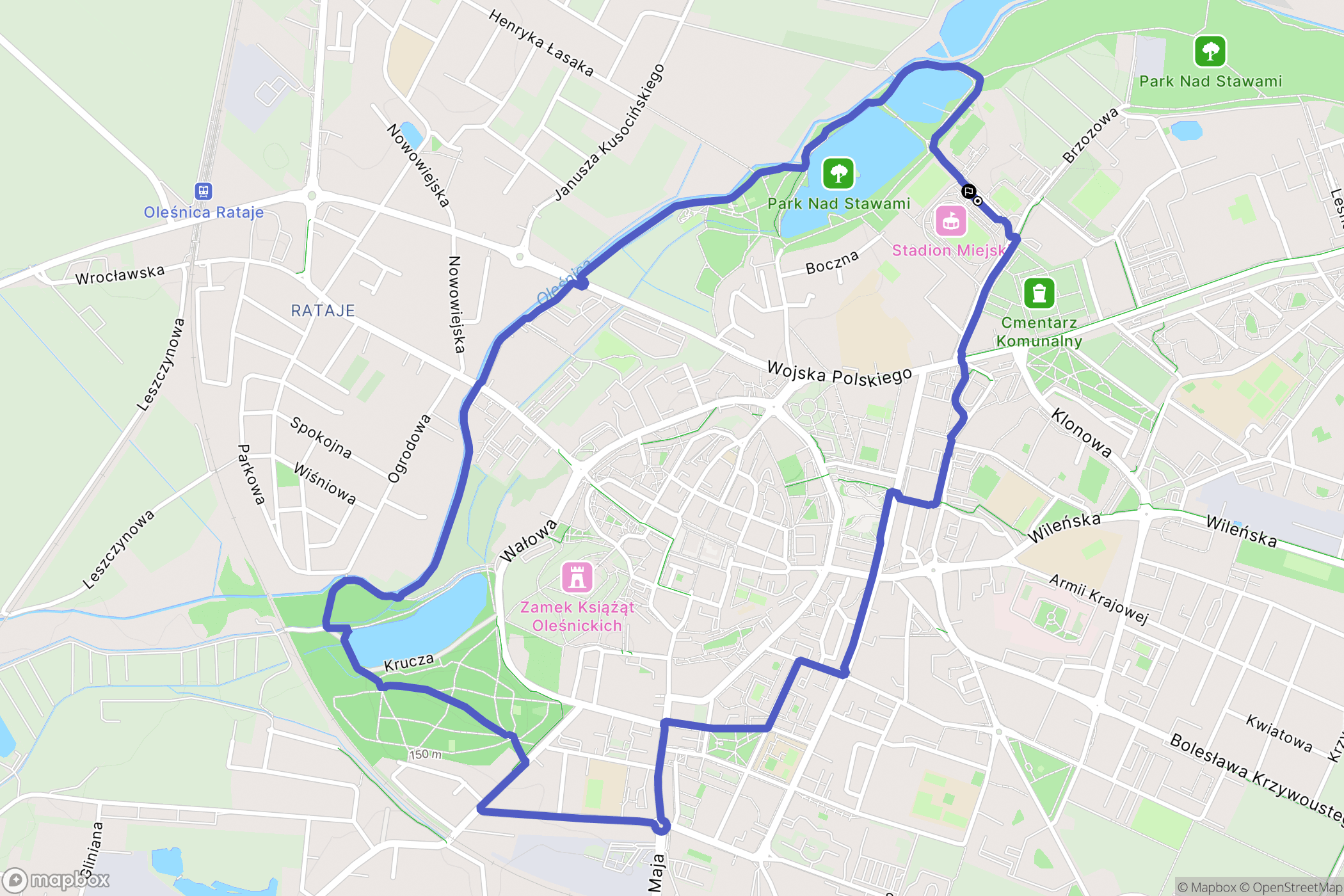 Oleśnica: mapa trasy - Poland