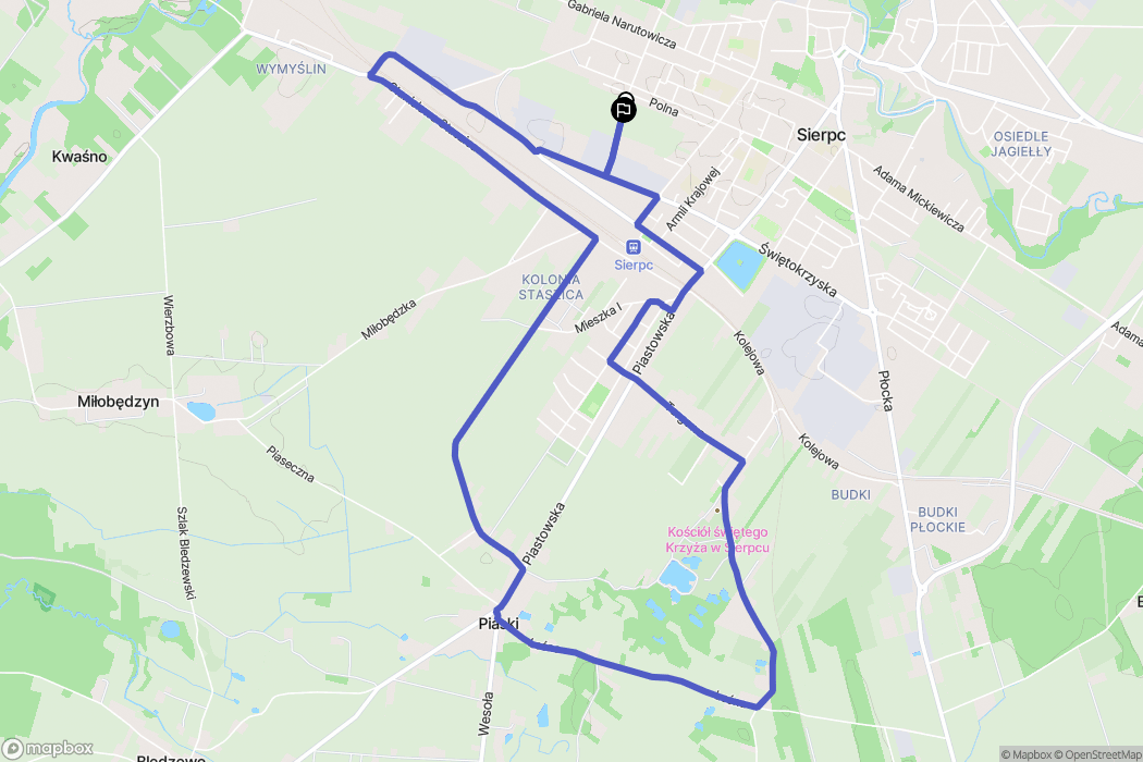 Sierpc: mapa trasy - Poland