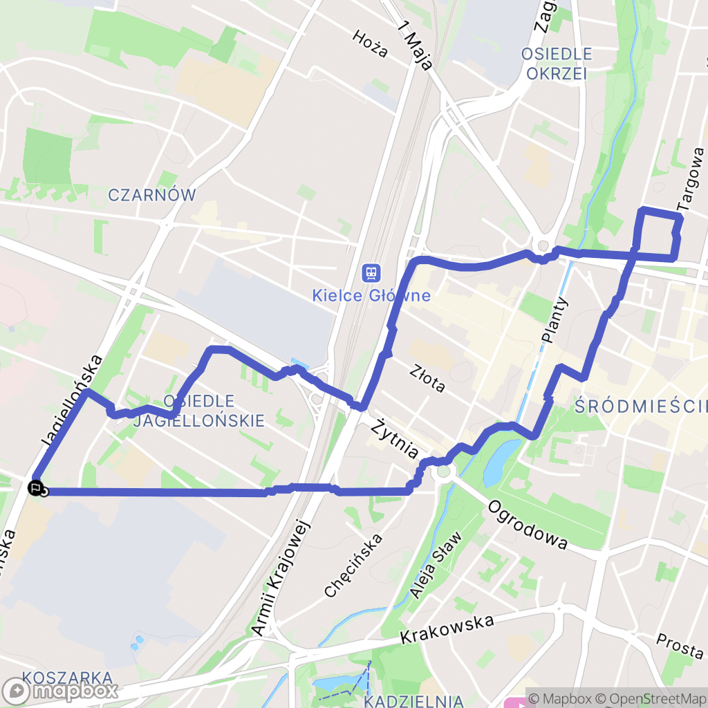 Kielce: mapa trasy - Poland