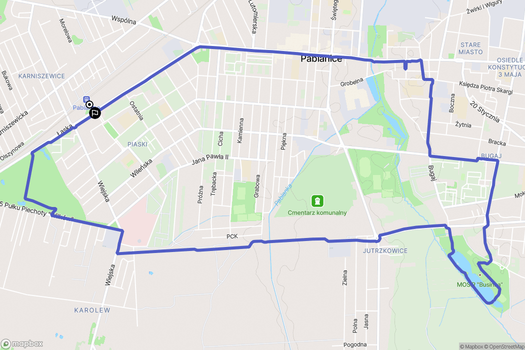 Pabianice: mapa trasy - Poland