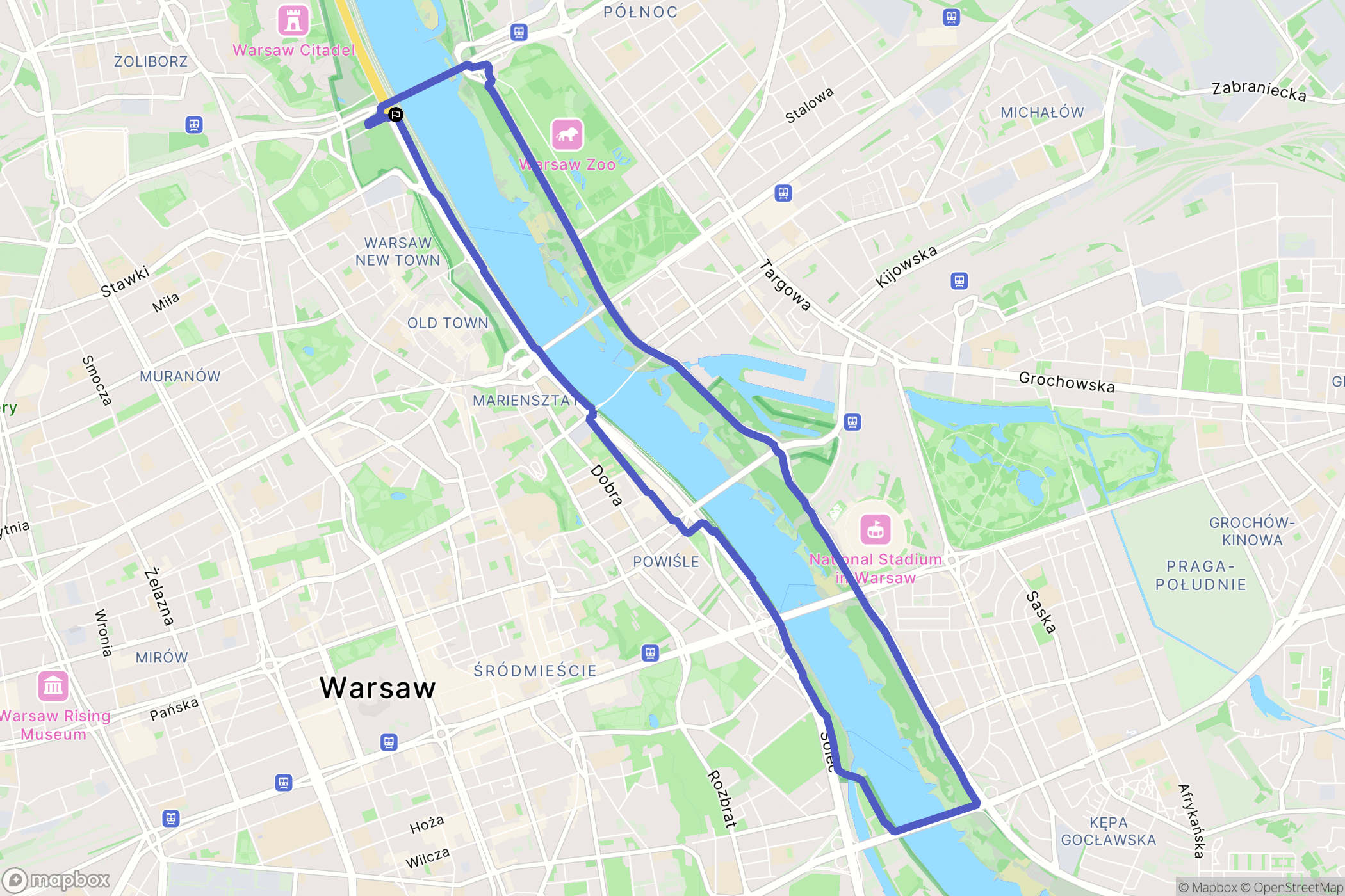 Warszawa: mapa trasy - Poland