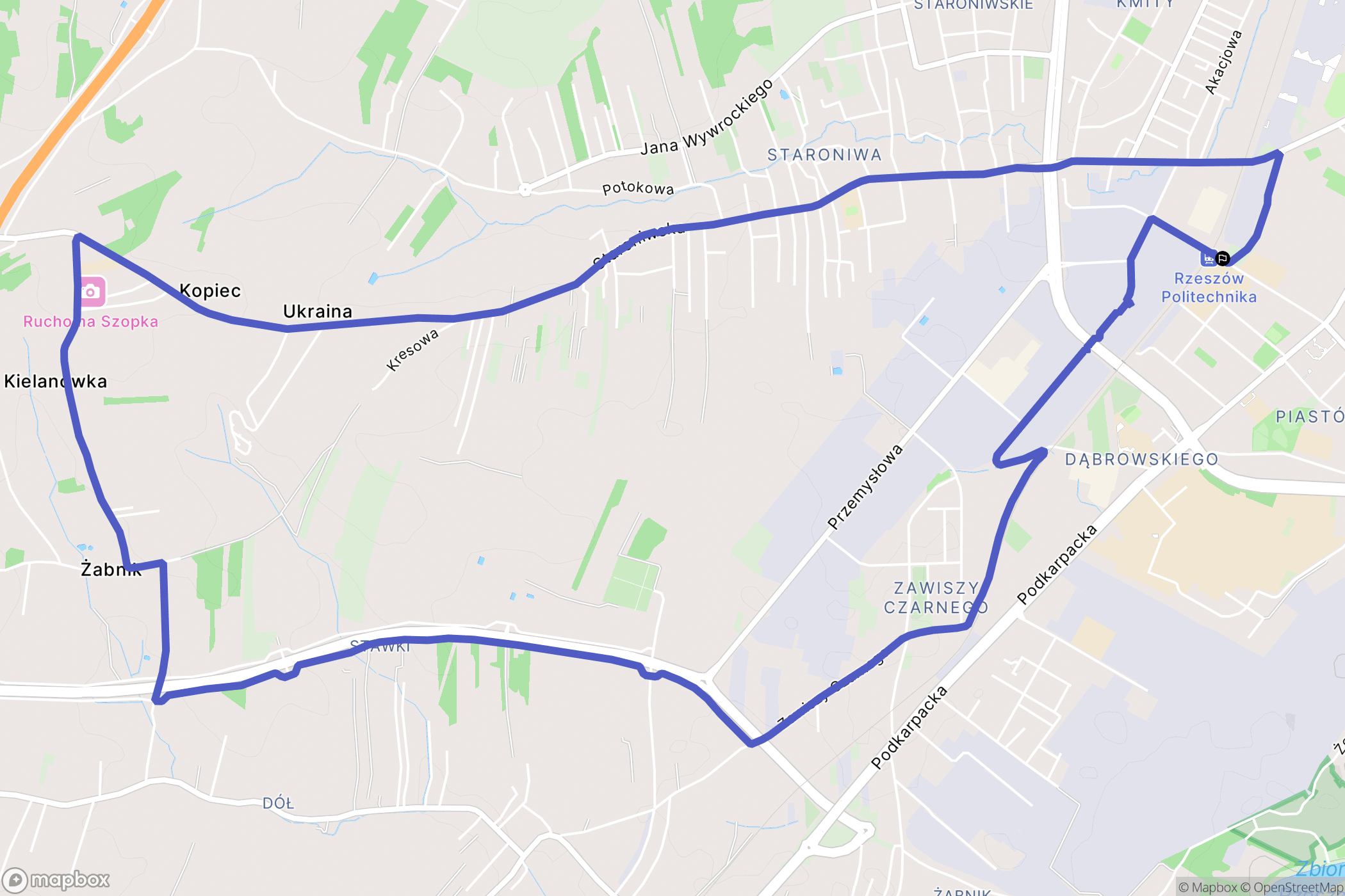 Rzeszów: mapa trasy - Poland