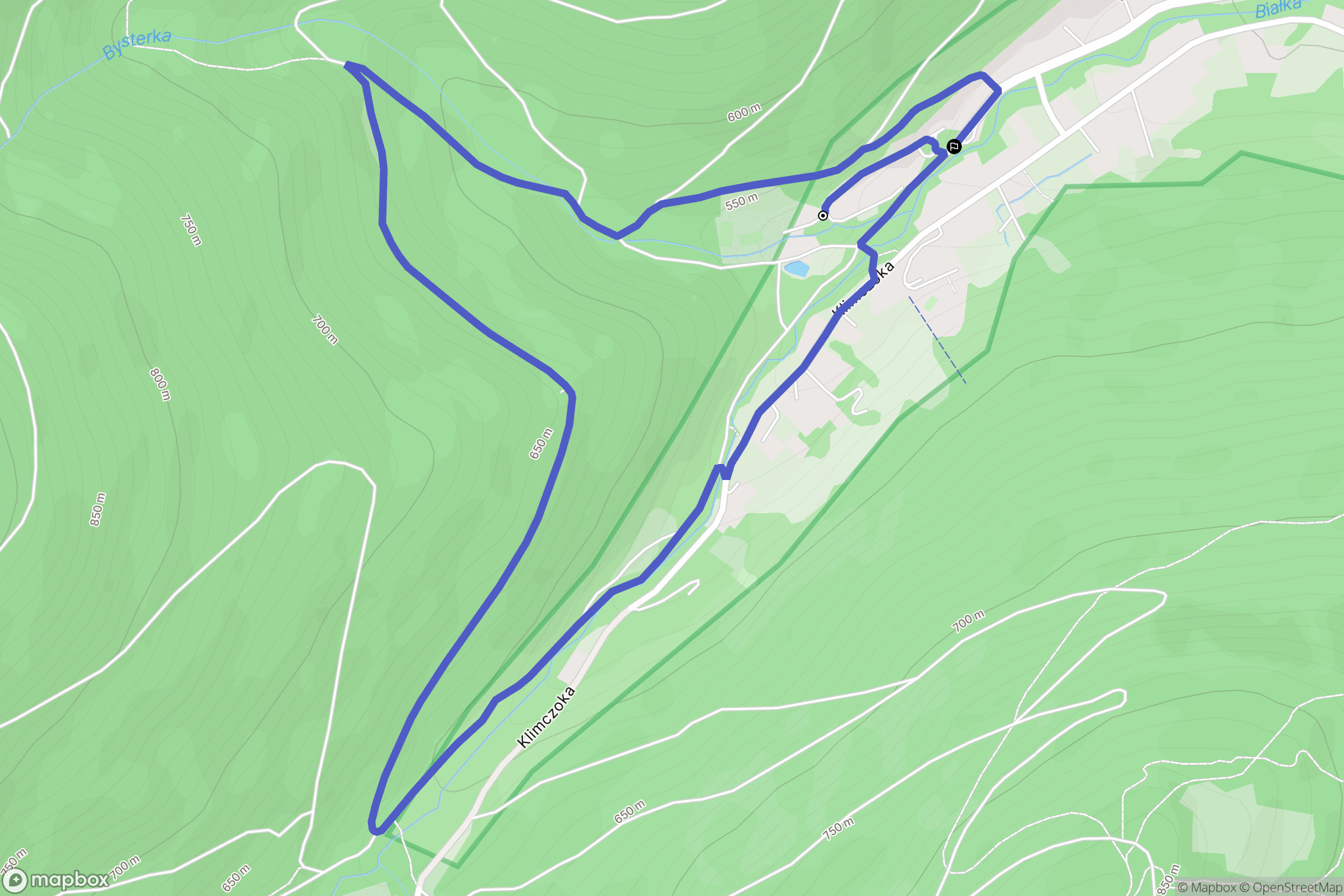 Bystra: mapa trasy - Poland