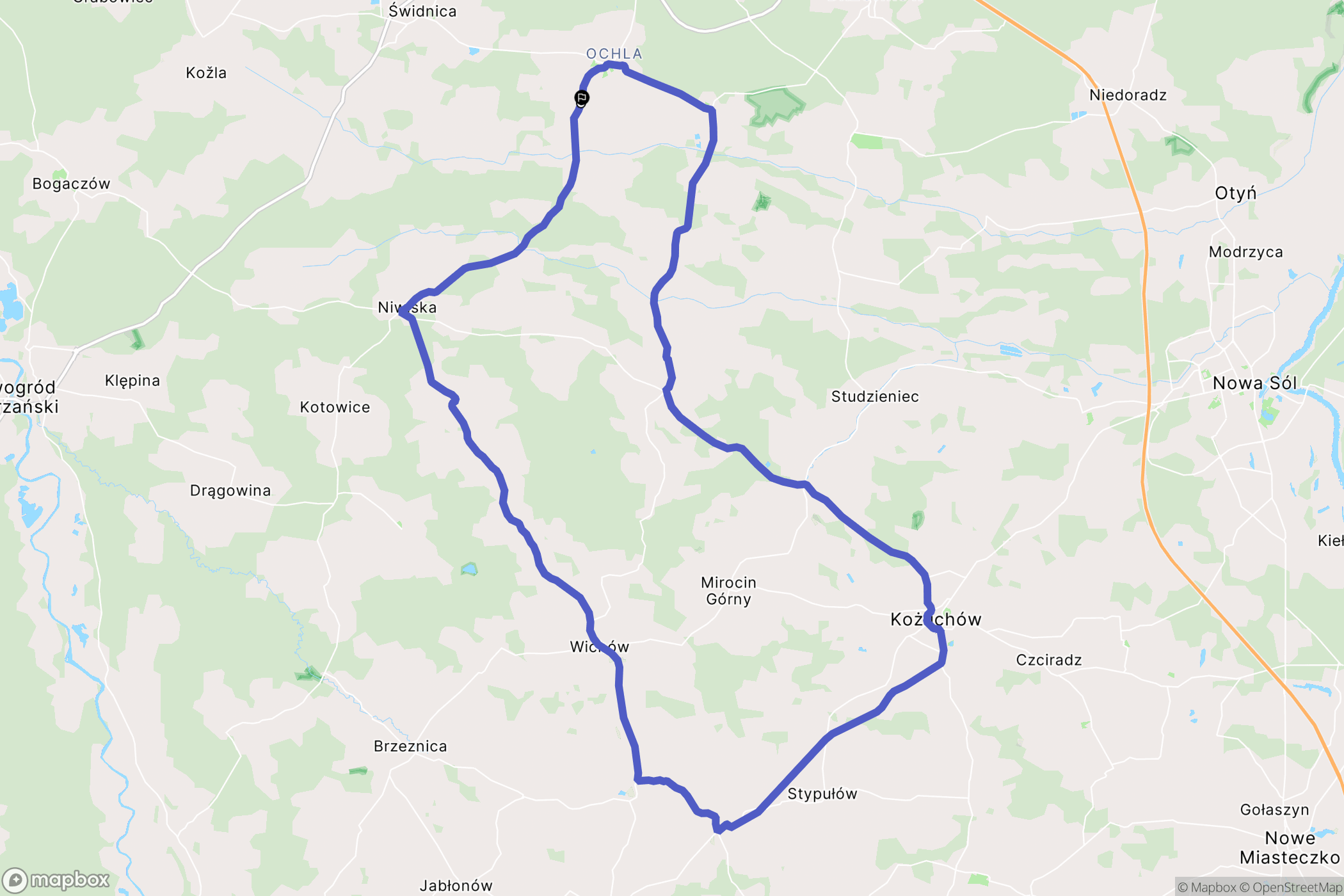 Zielona Góra: mapa trasy - Poland
