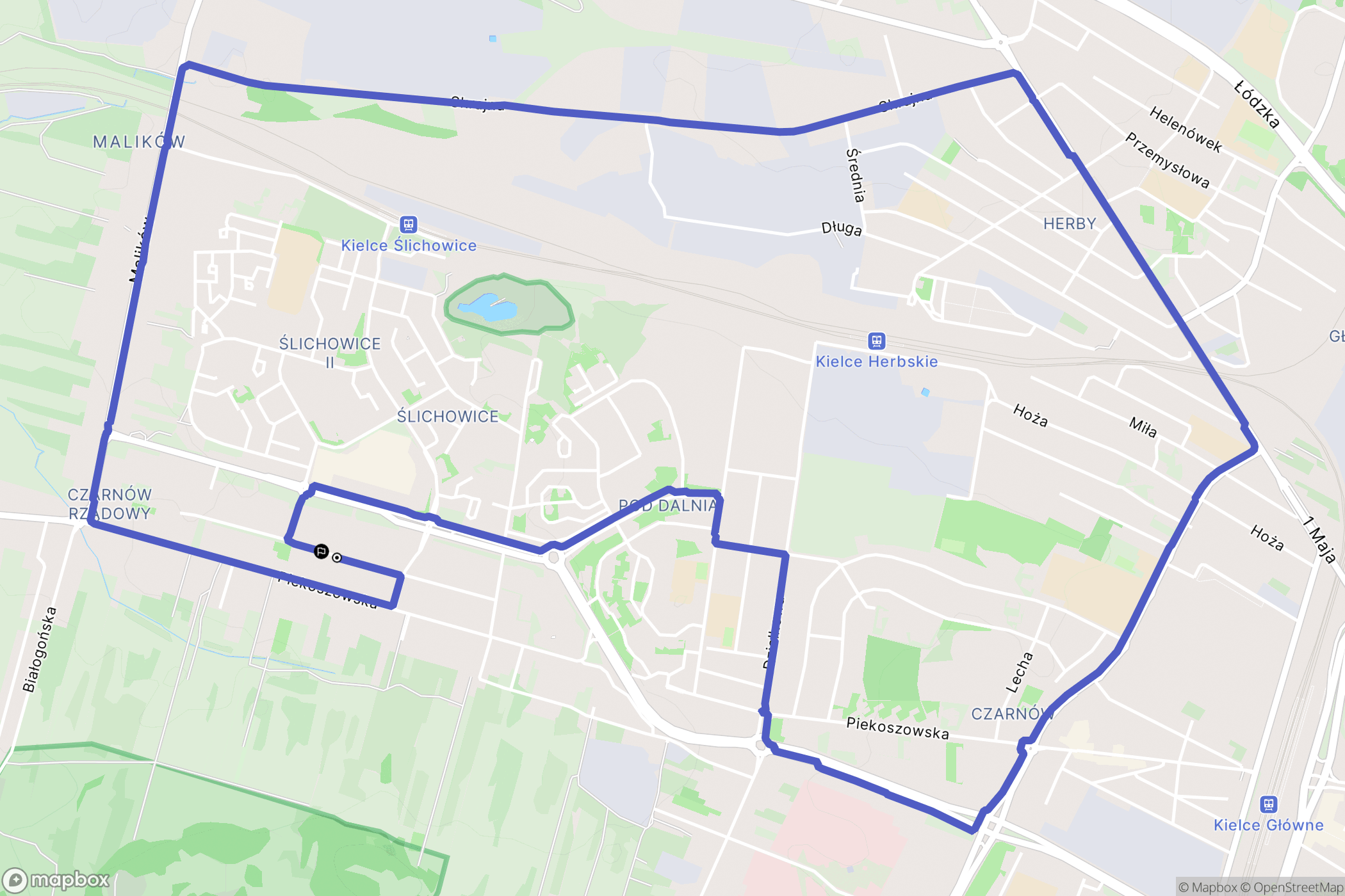 Kielce: mapa trasy - Poland